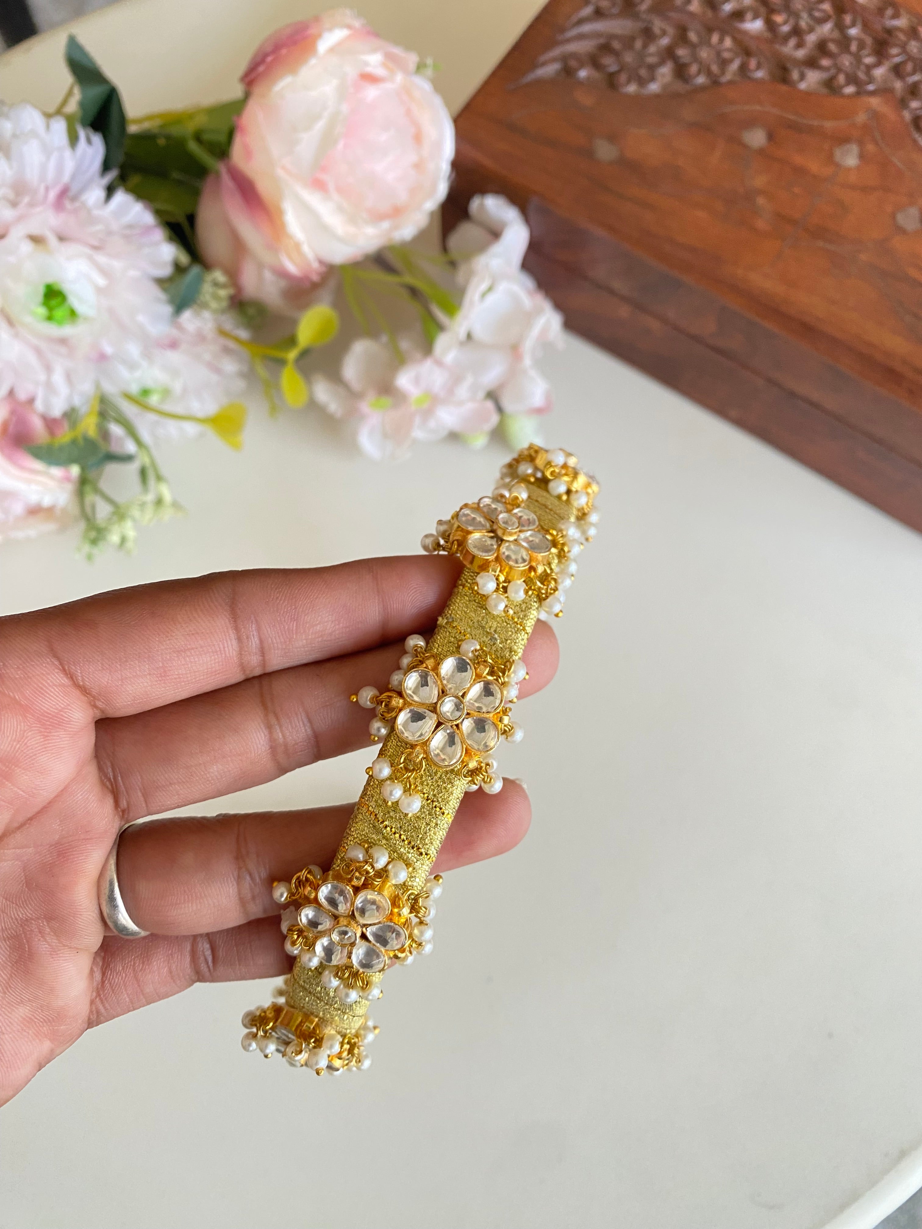 Gold Plated Kundan Hairband