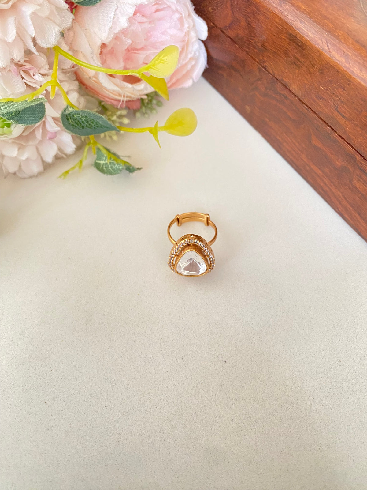 Moissanite Polki Ring