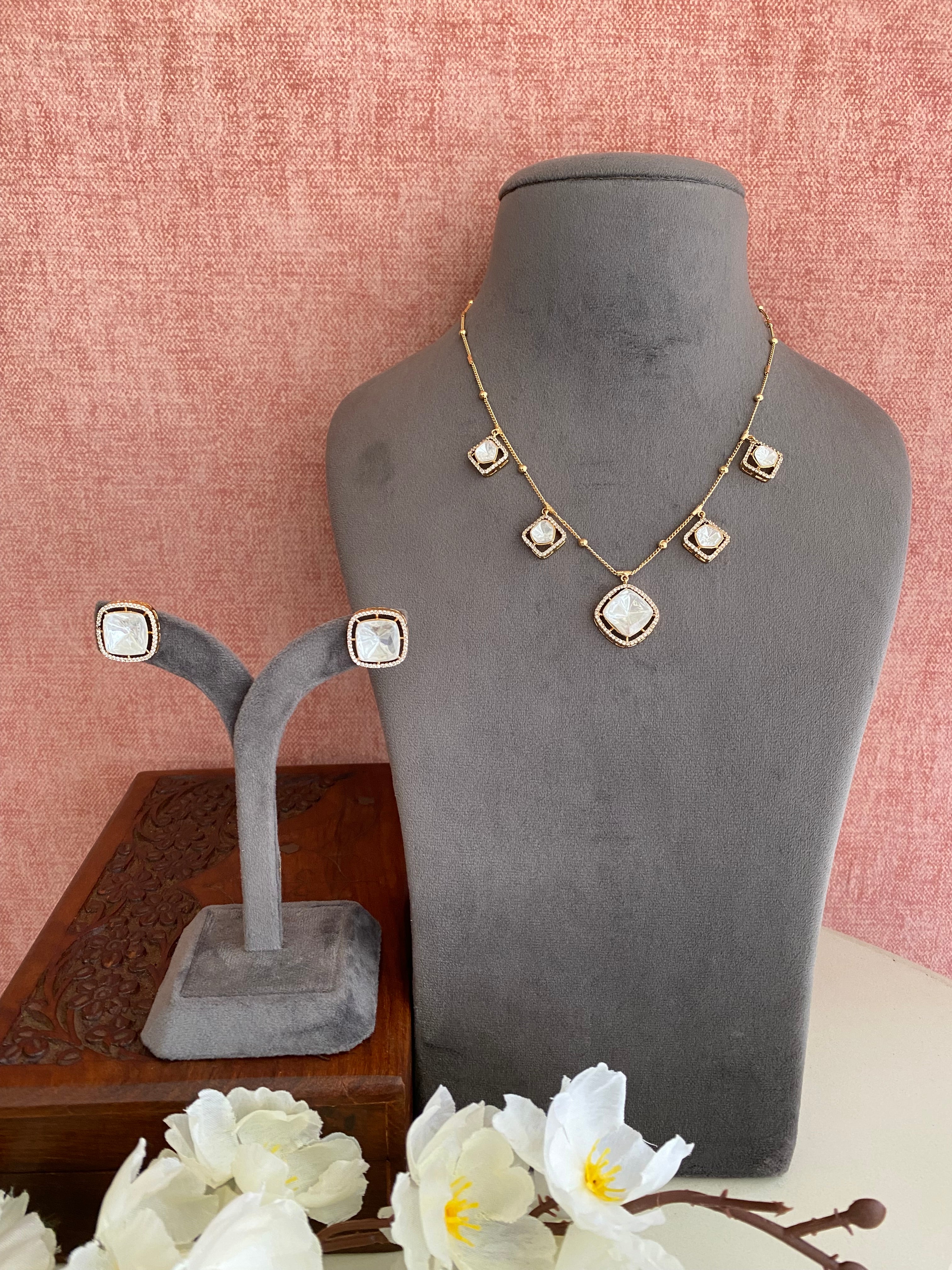 Gold plated Moissanite pendant Set