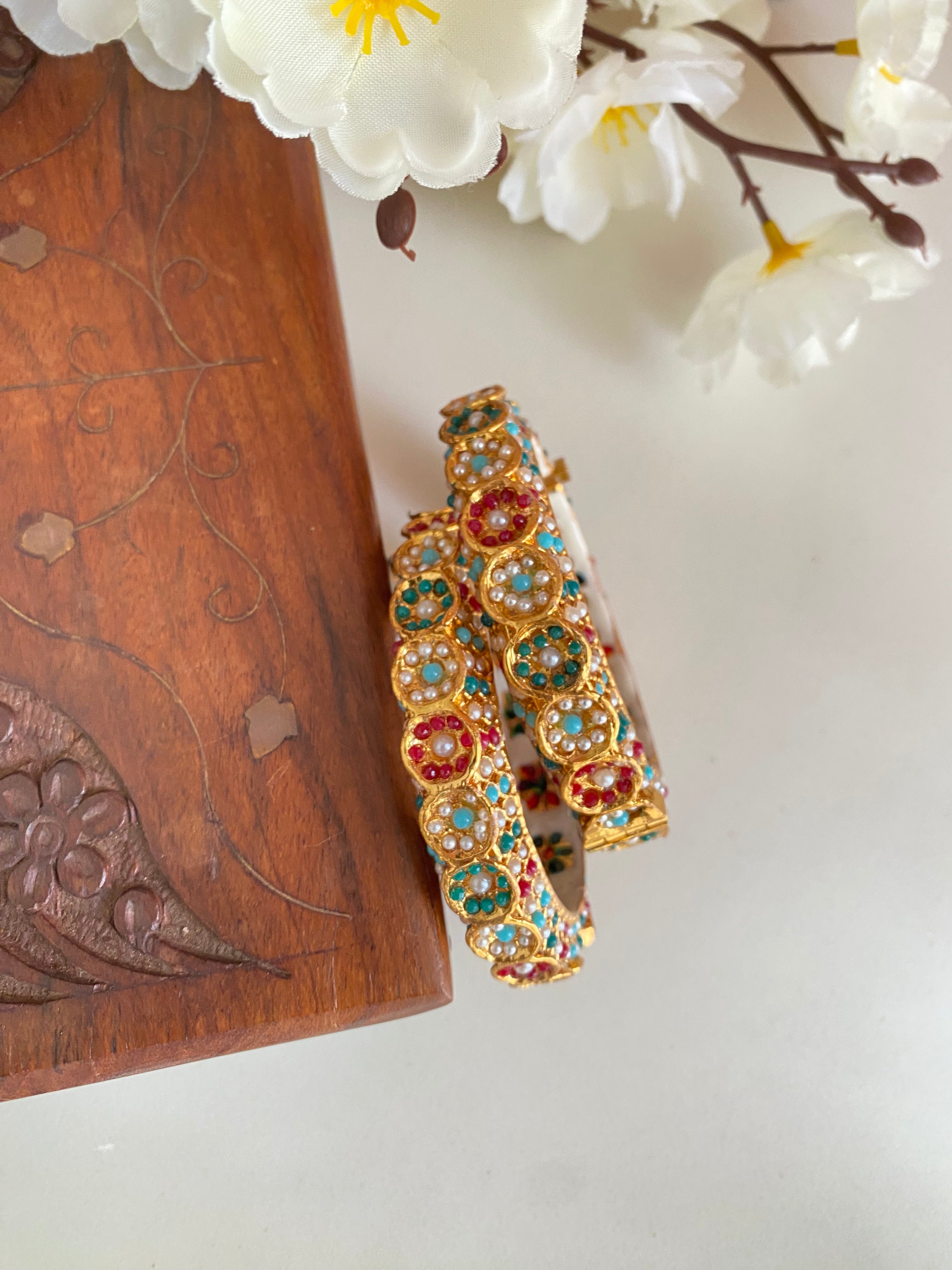 Amritsari Jadau Gold Plated  Bangles