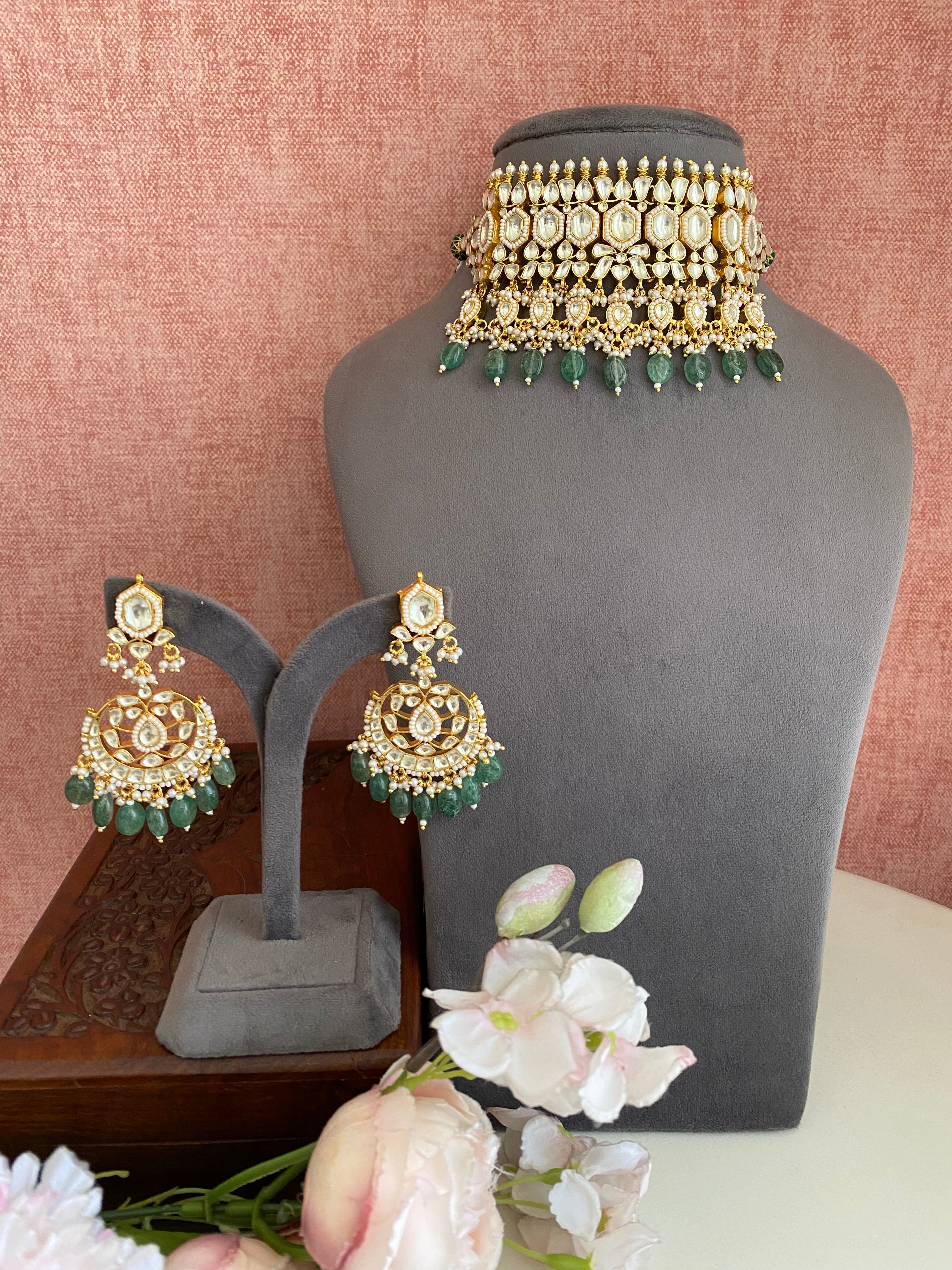 Kundan Choker Set with Mint Drops