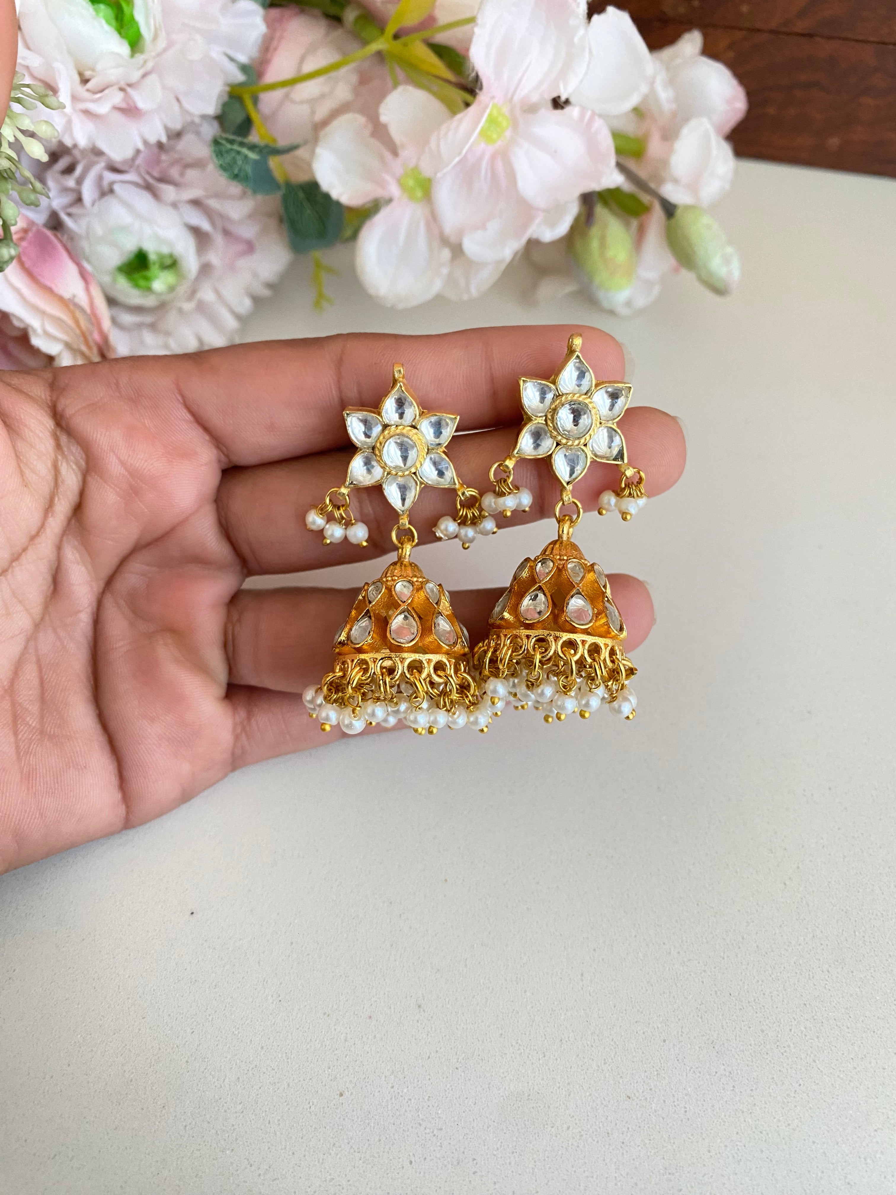 Gold Plated Kundan Jhumka