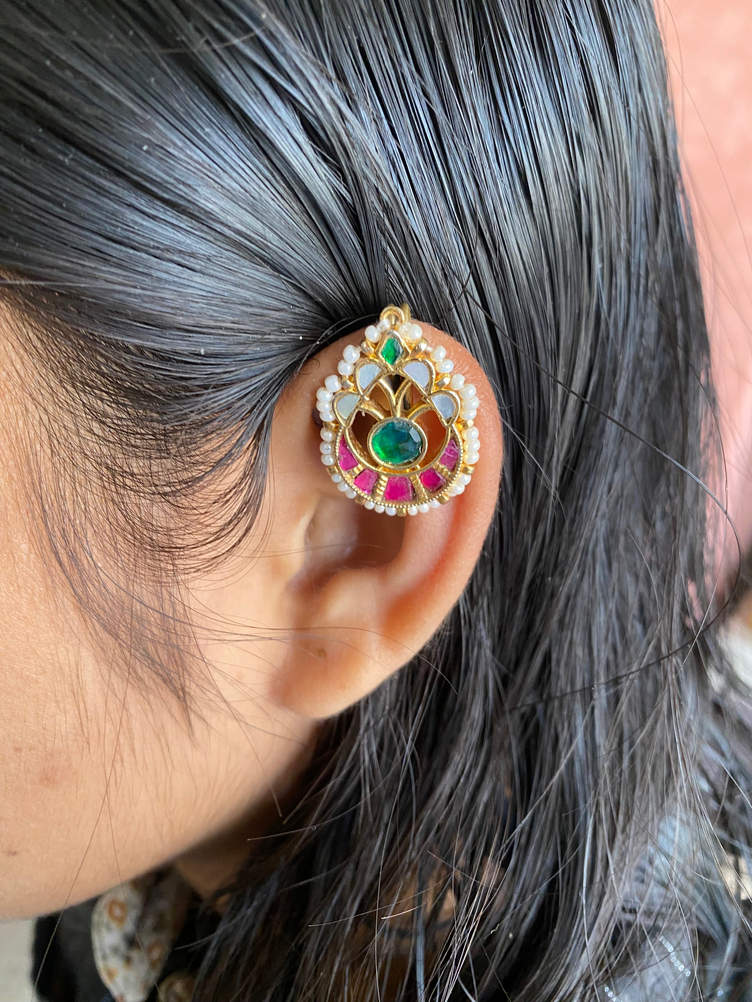 Gold plated Kundan Ear Cuff