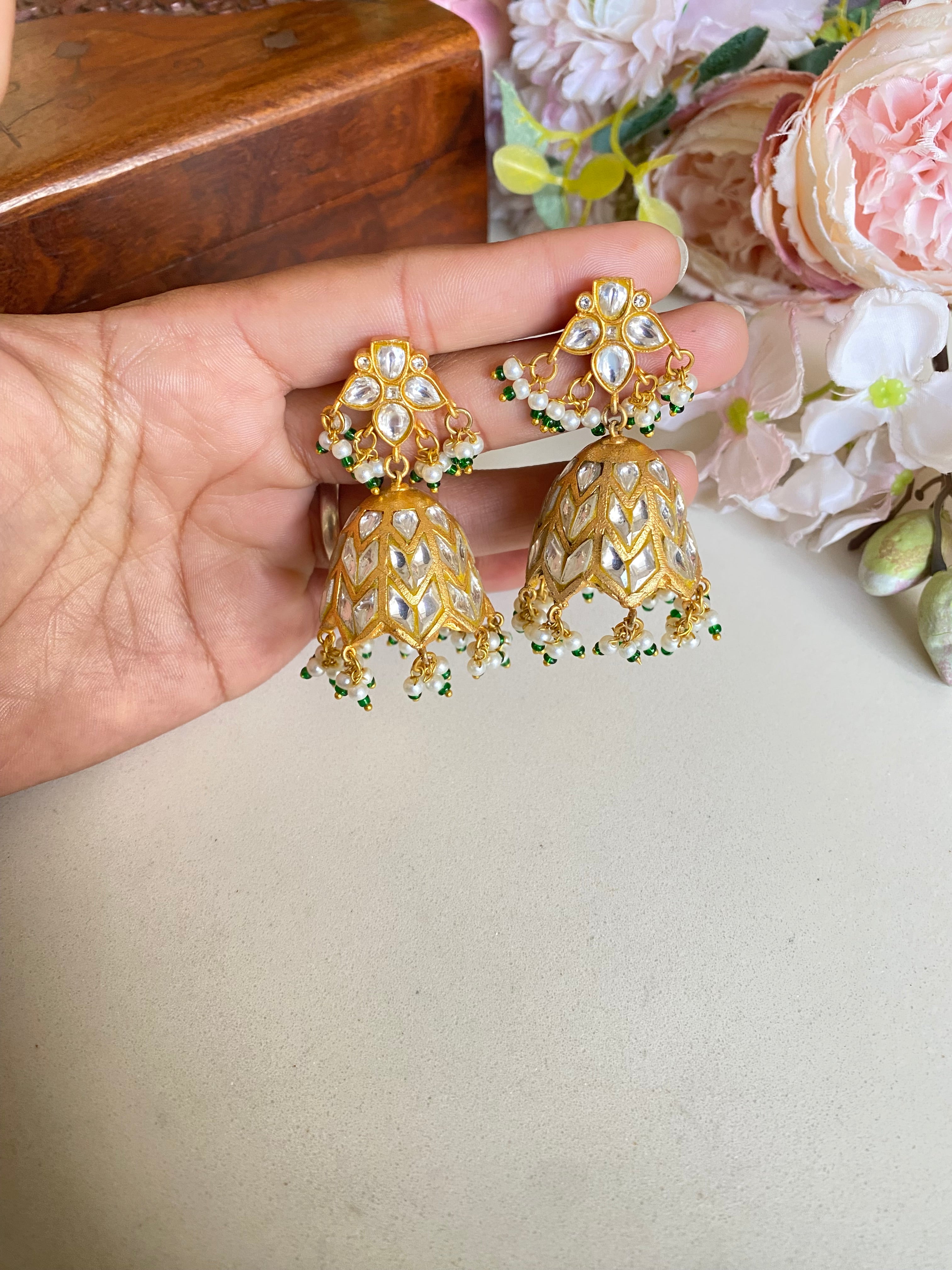 Gold Plated Kundan Jhumka