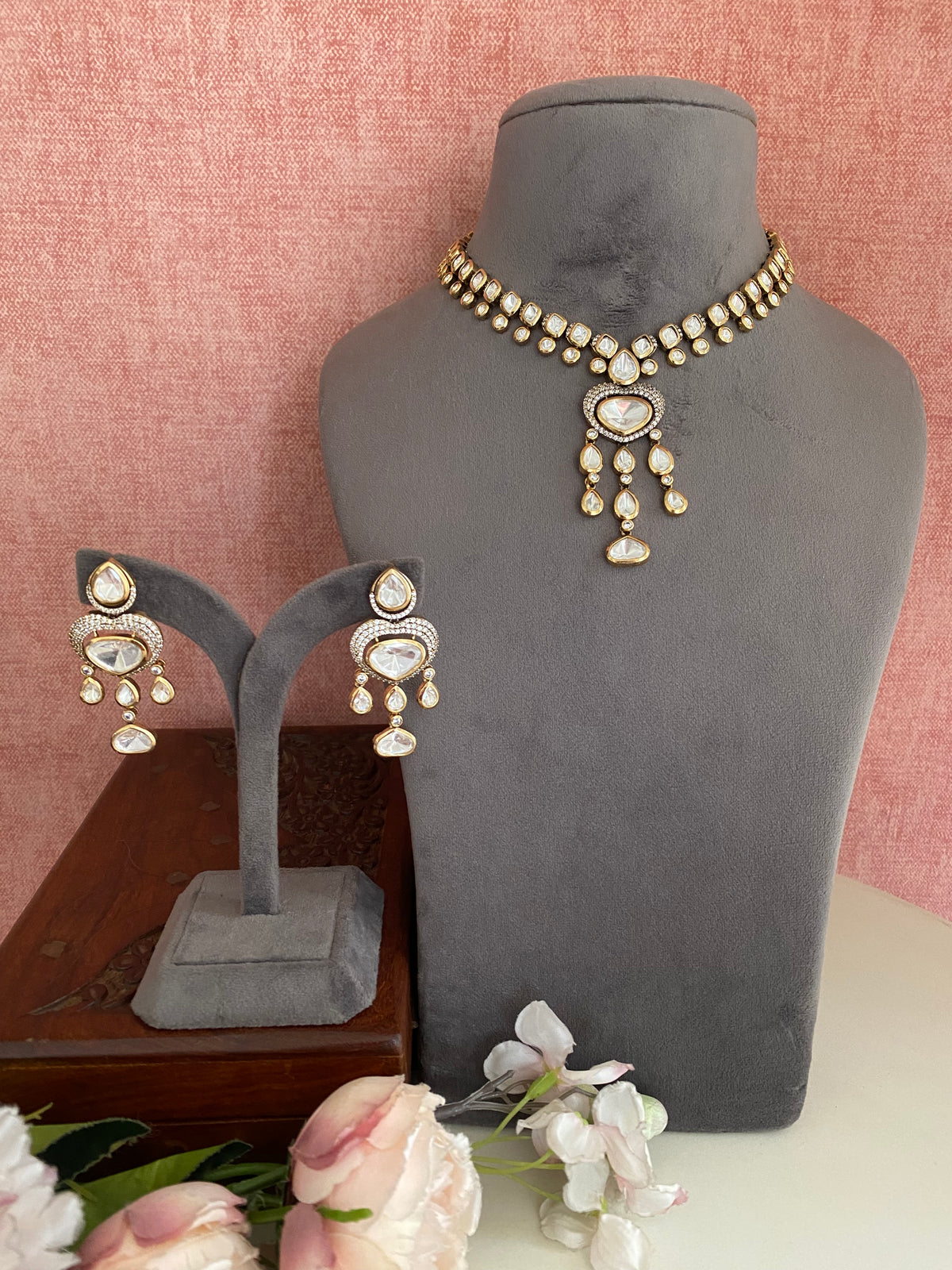 Moissanite Polki Necklace Set
