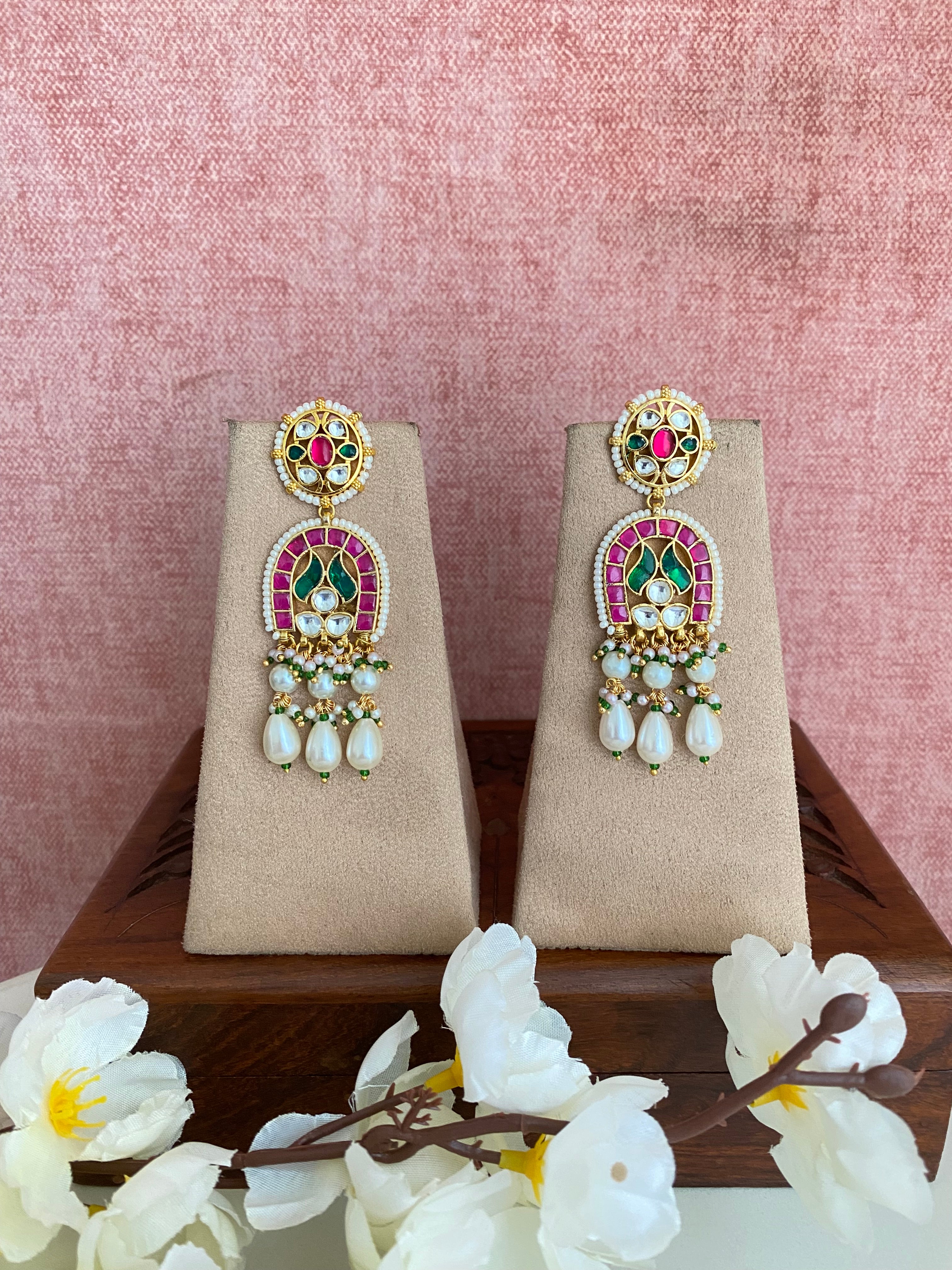 Gold plated Multi color Kundan Earring