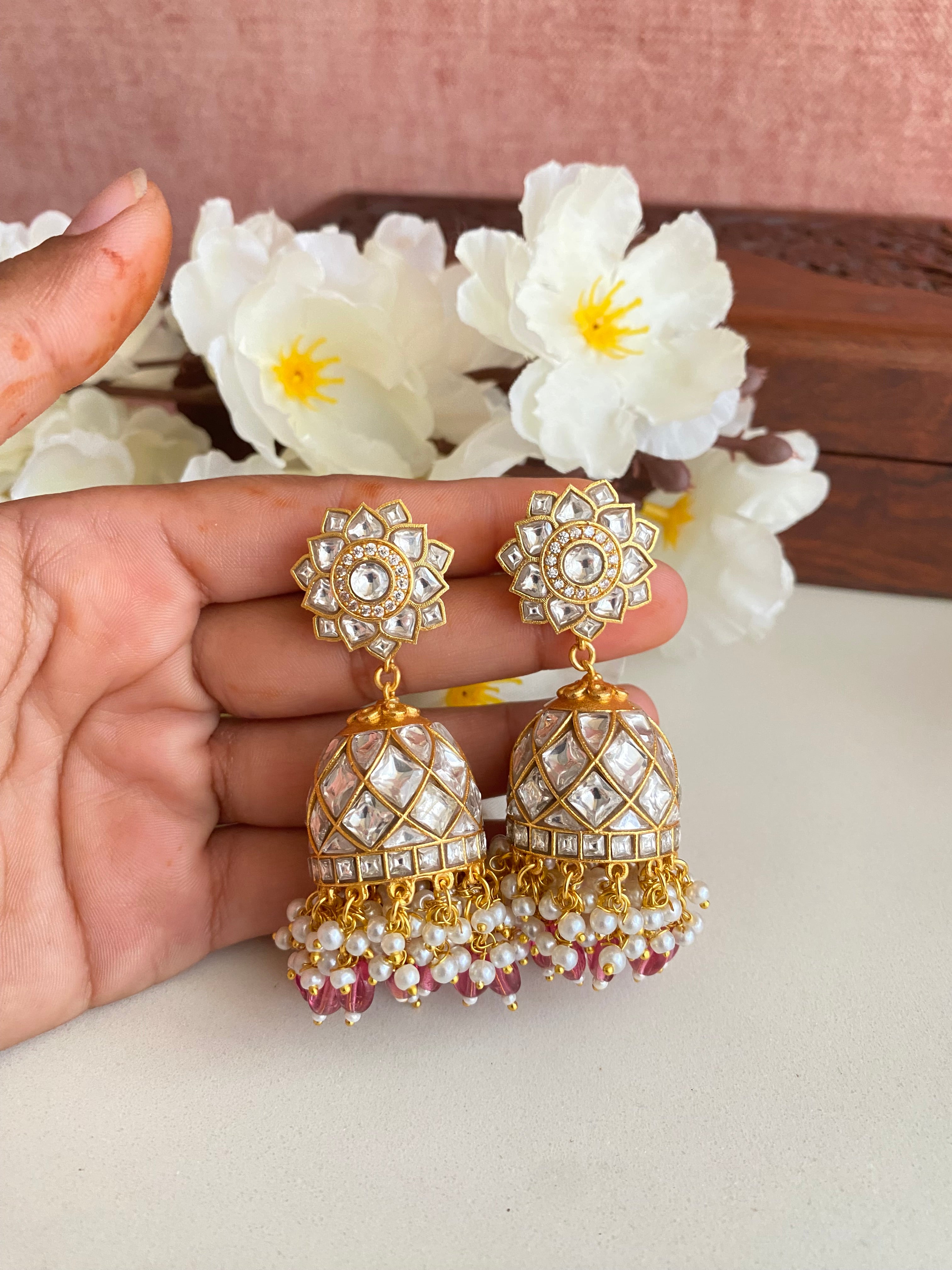 Gold Plated Kundan Jhumka