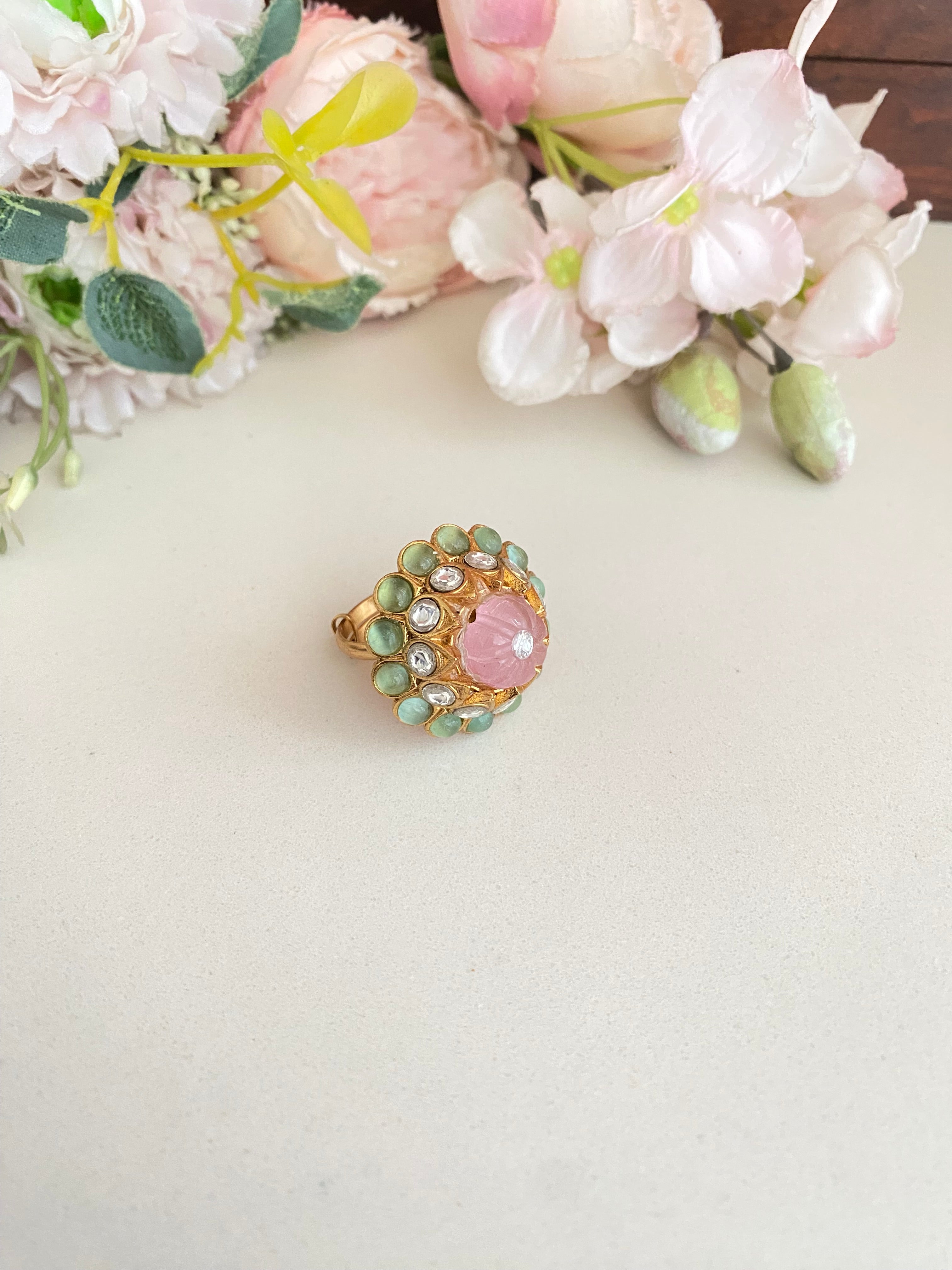 Moissanite Polki Ring