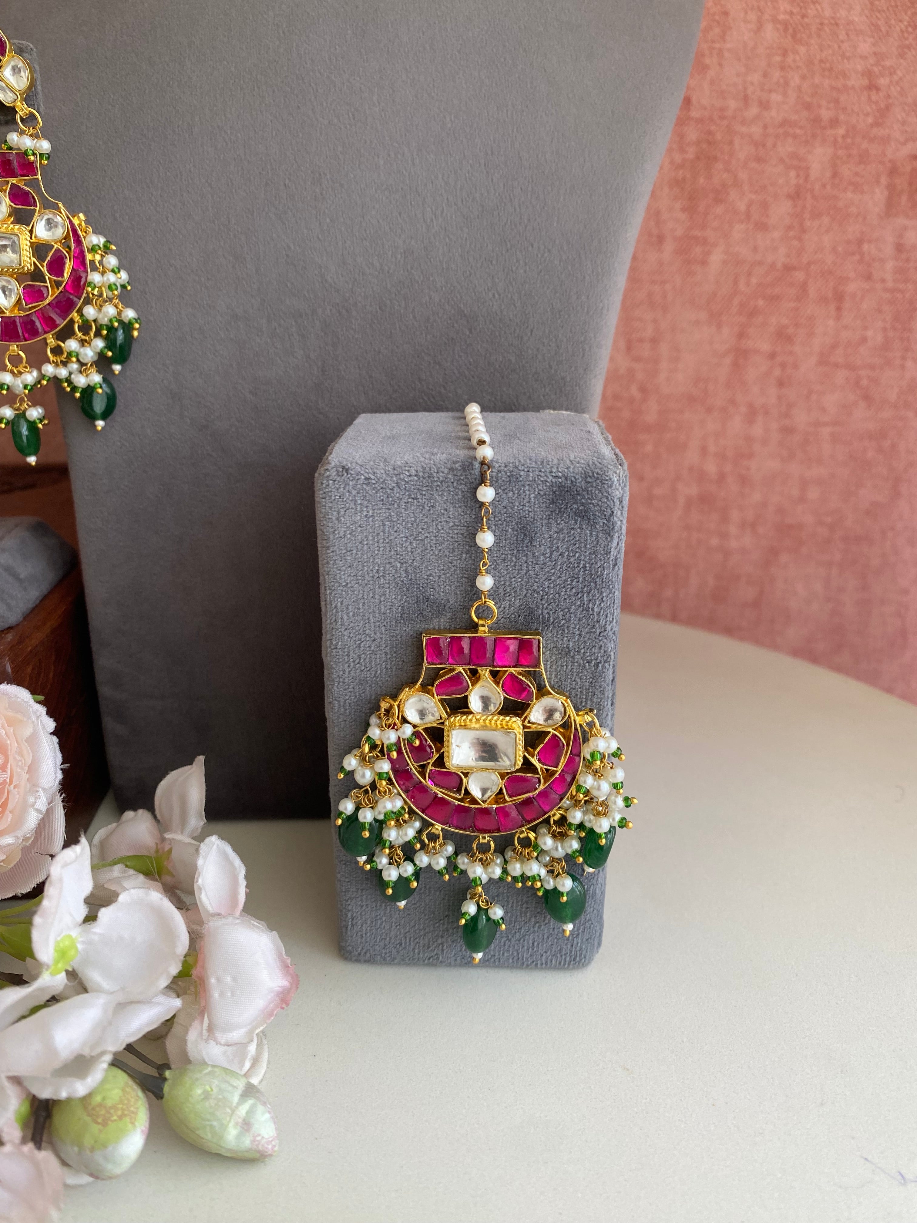 Pink Kundan Necklace set