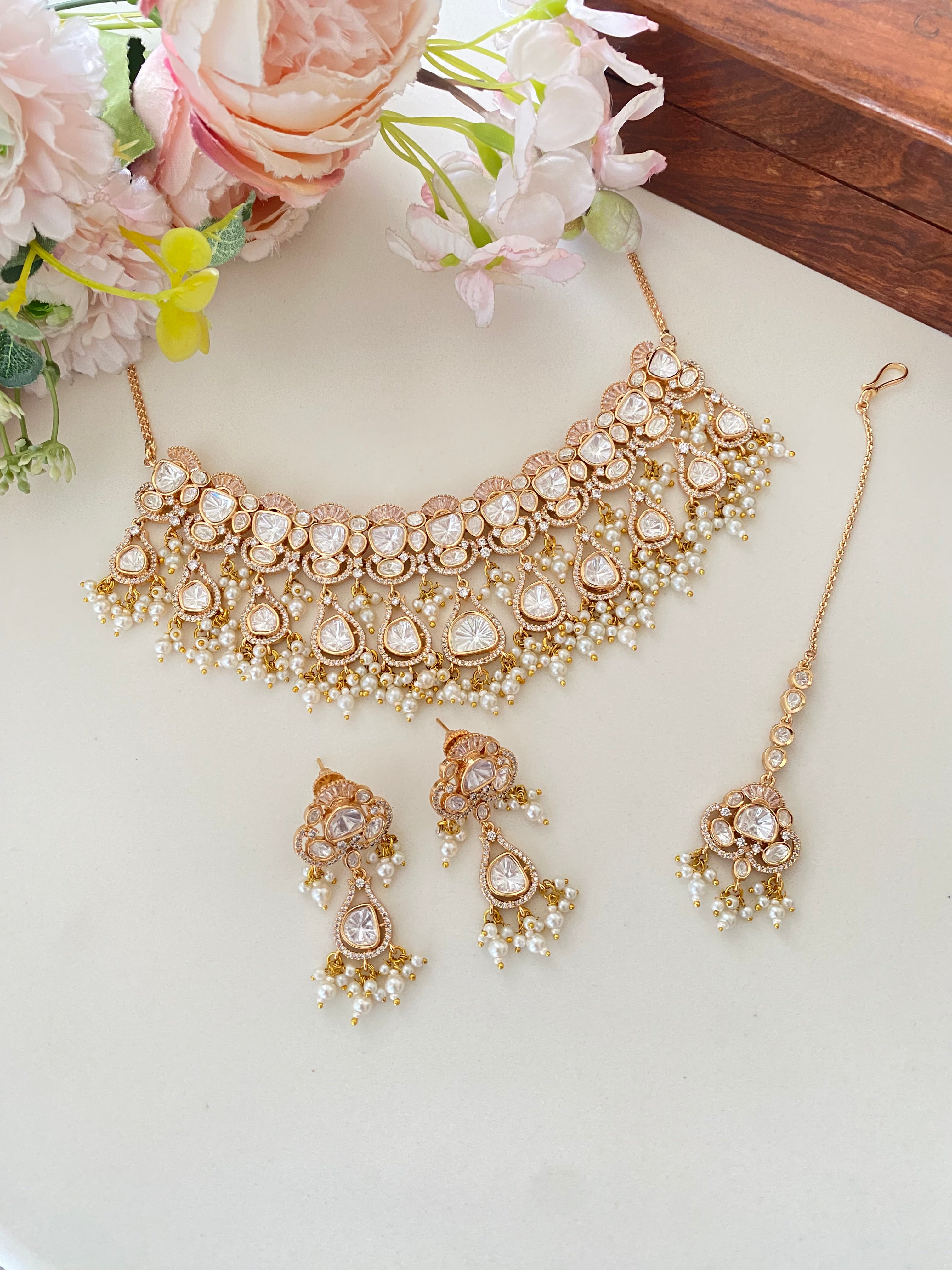 Moissanite Polki Necklace Set