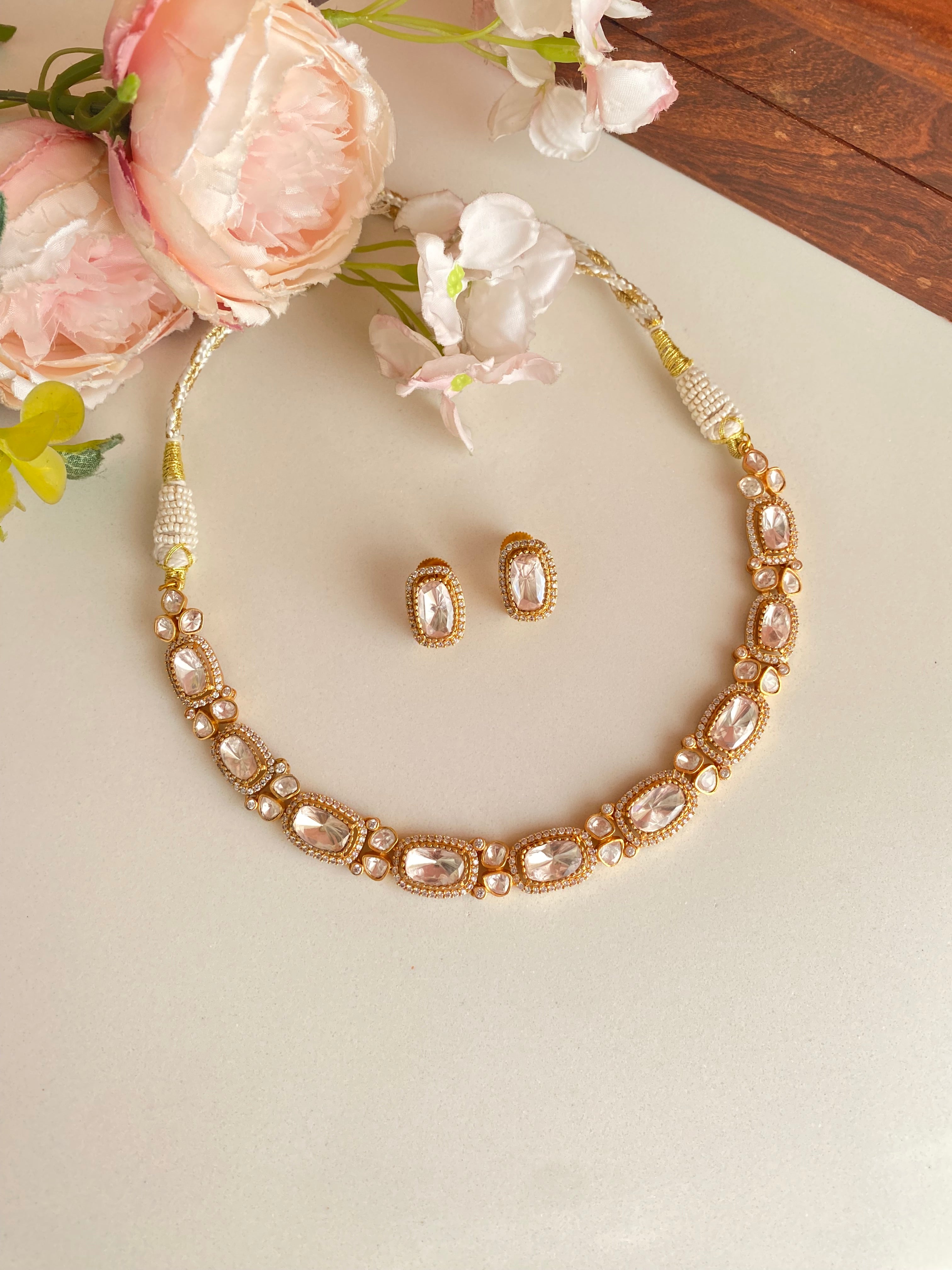 Gold plated Moissanite Choker set
