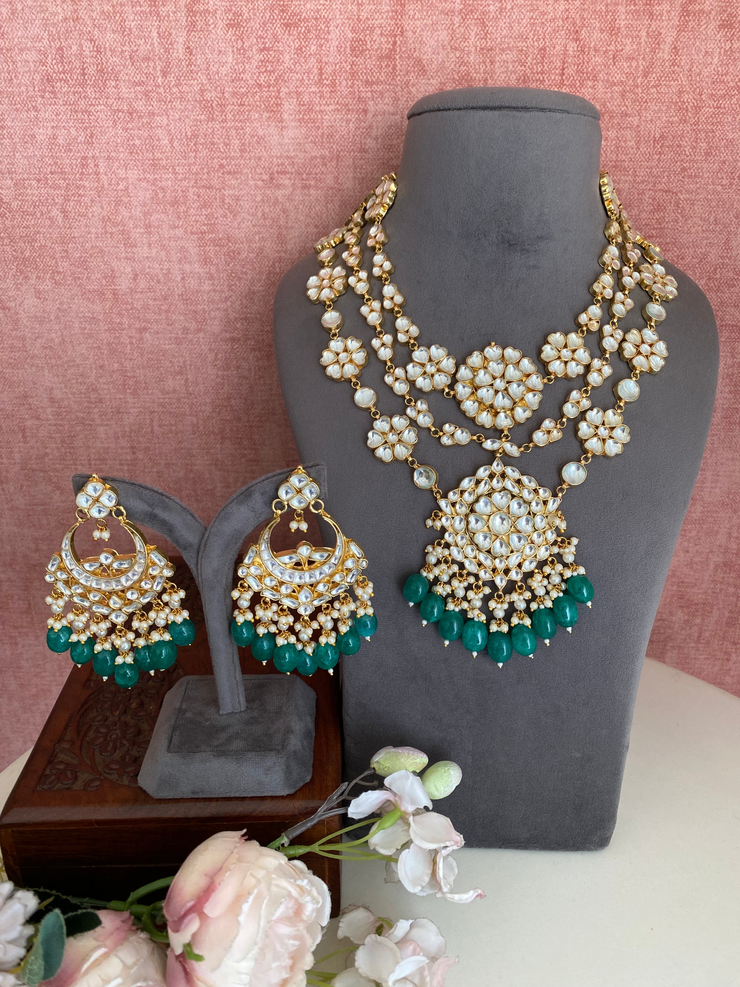 Gold Plated Kundan Long Necklace set