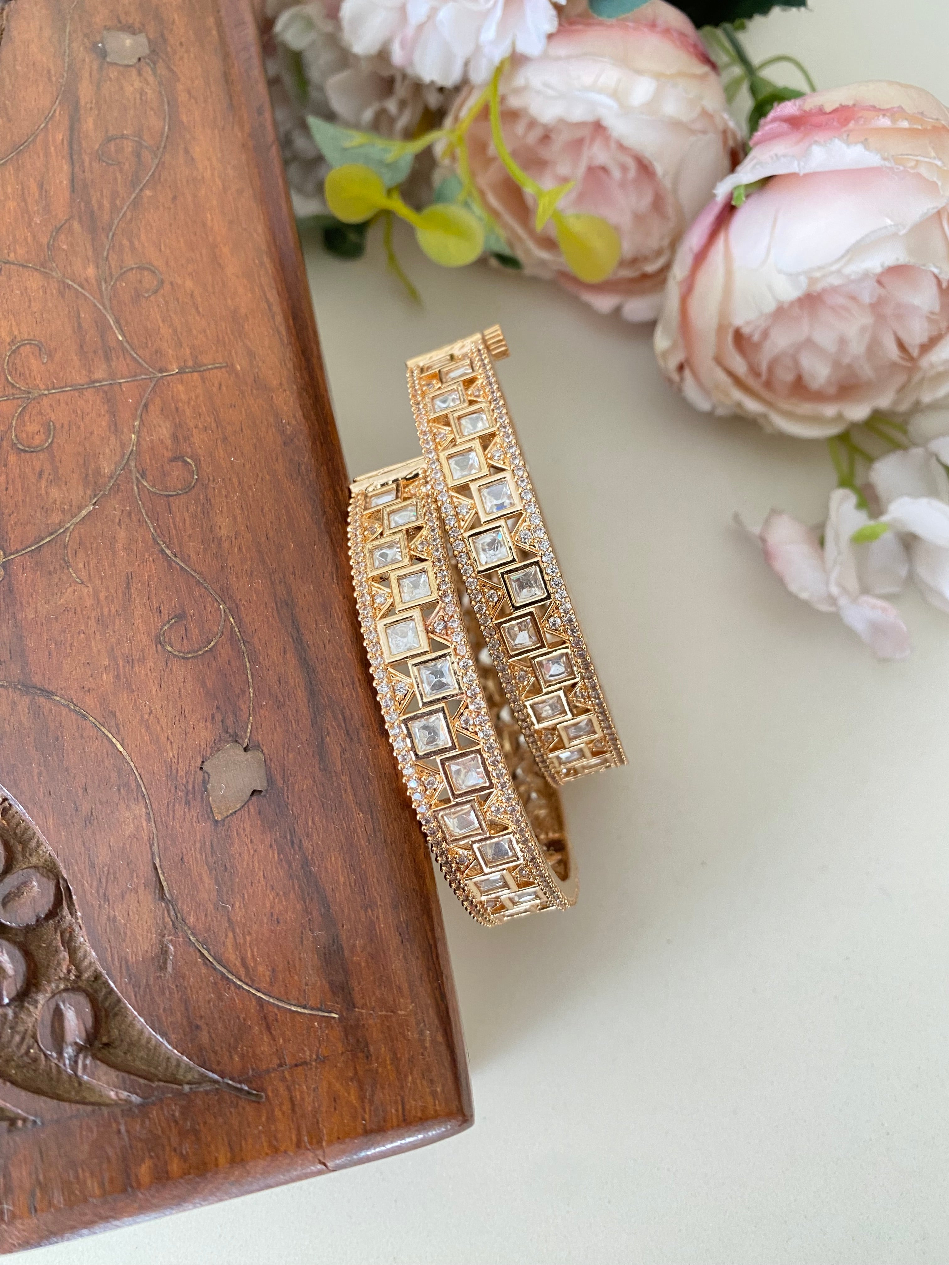 Gold plated Moissanite Bangles