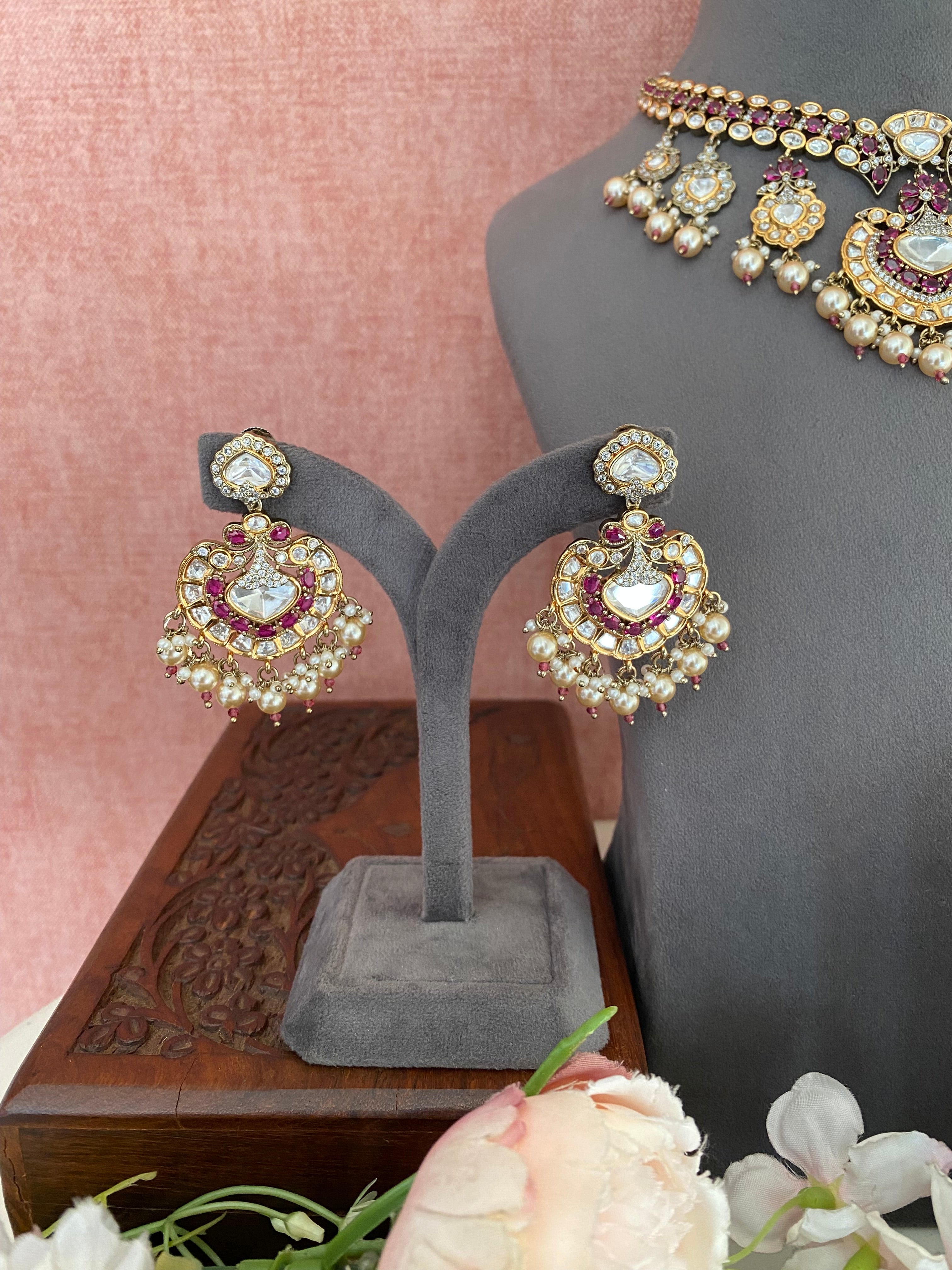 Pink Moissanite Necklace Set