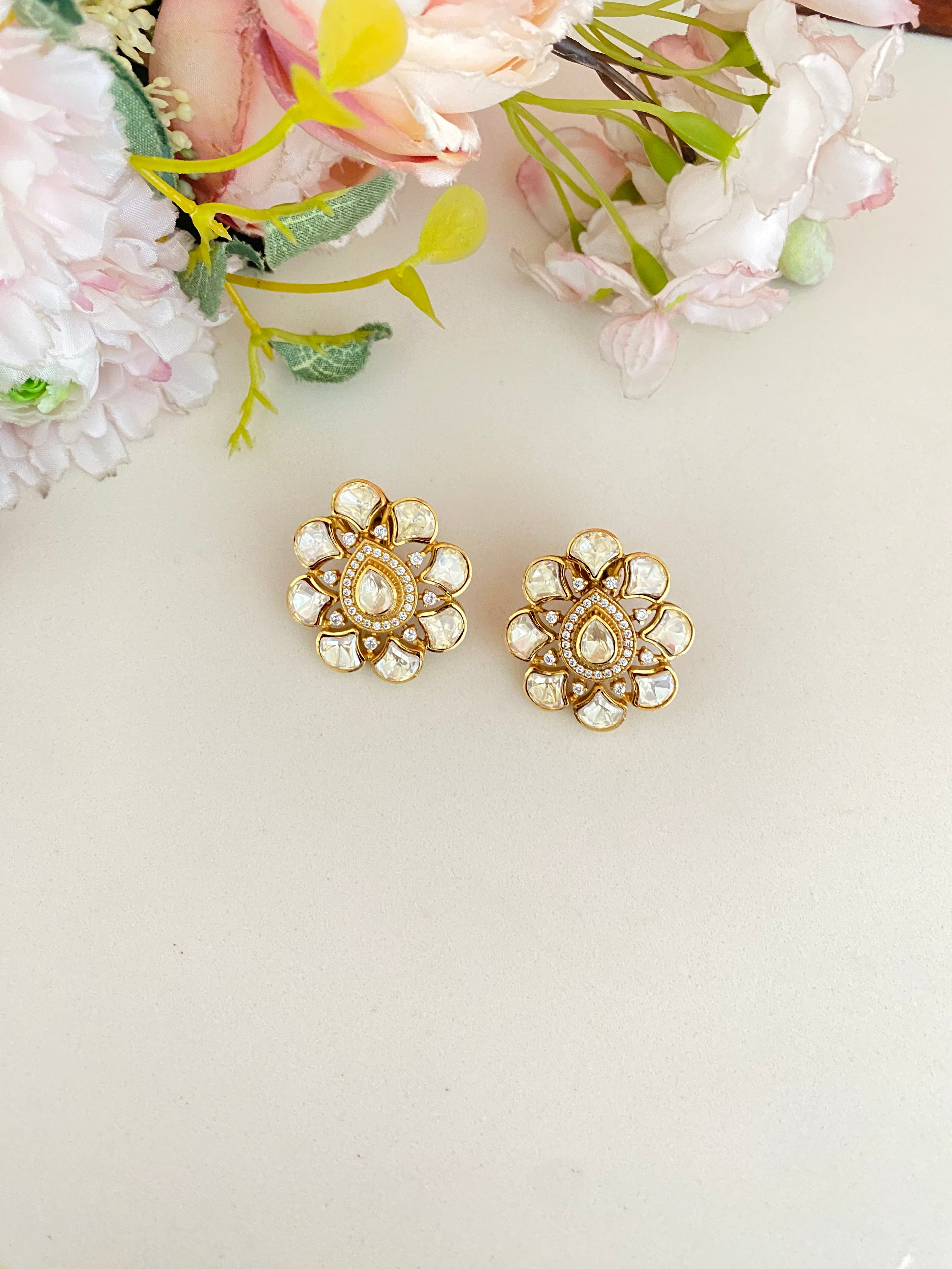 Gold plated Moissanite studs