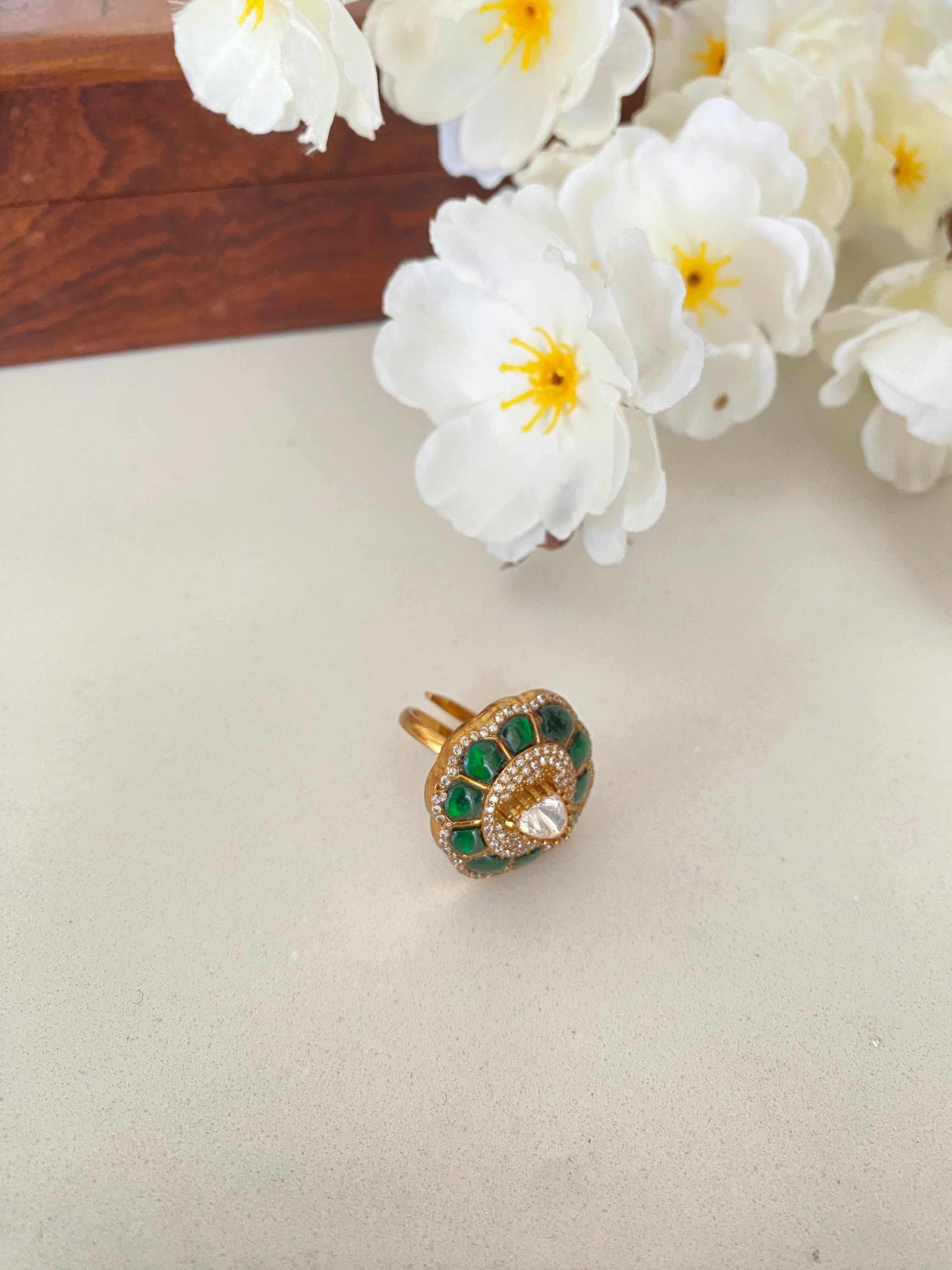 Moissanite Polki Ring