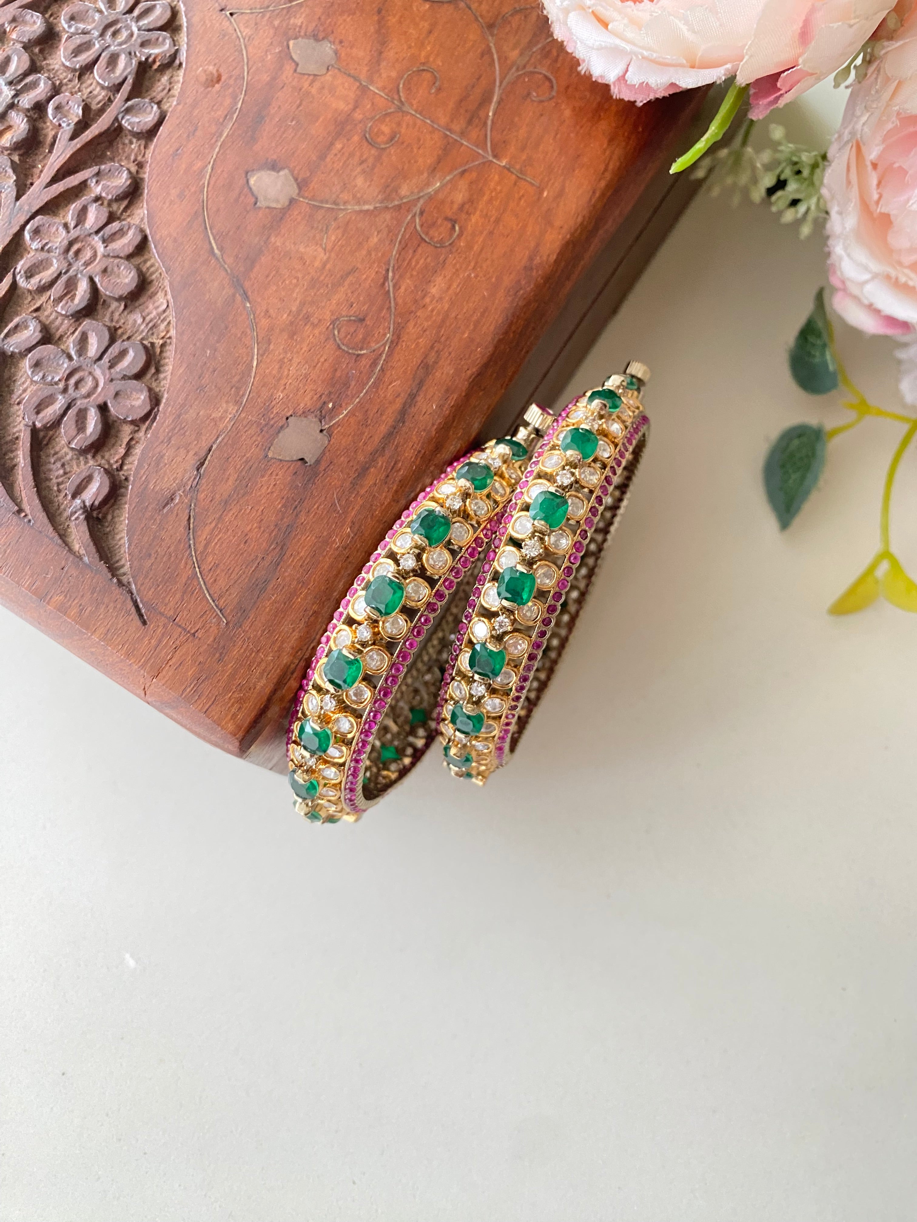 Gold plated Moissanite Bangles