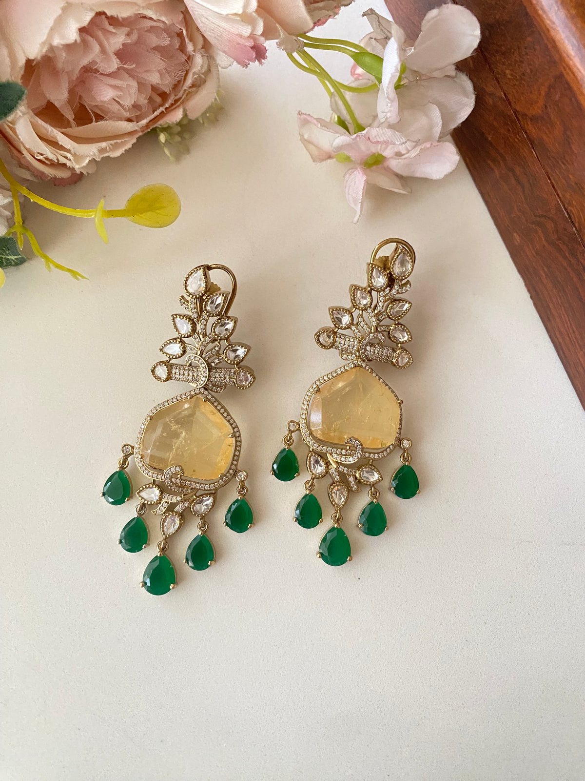 Moissanite Polki Earring
