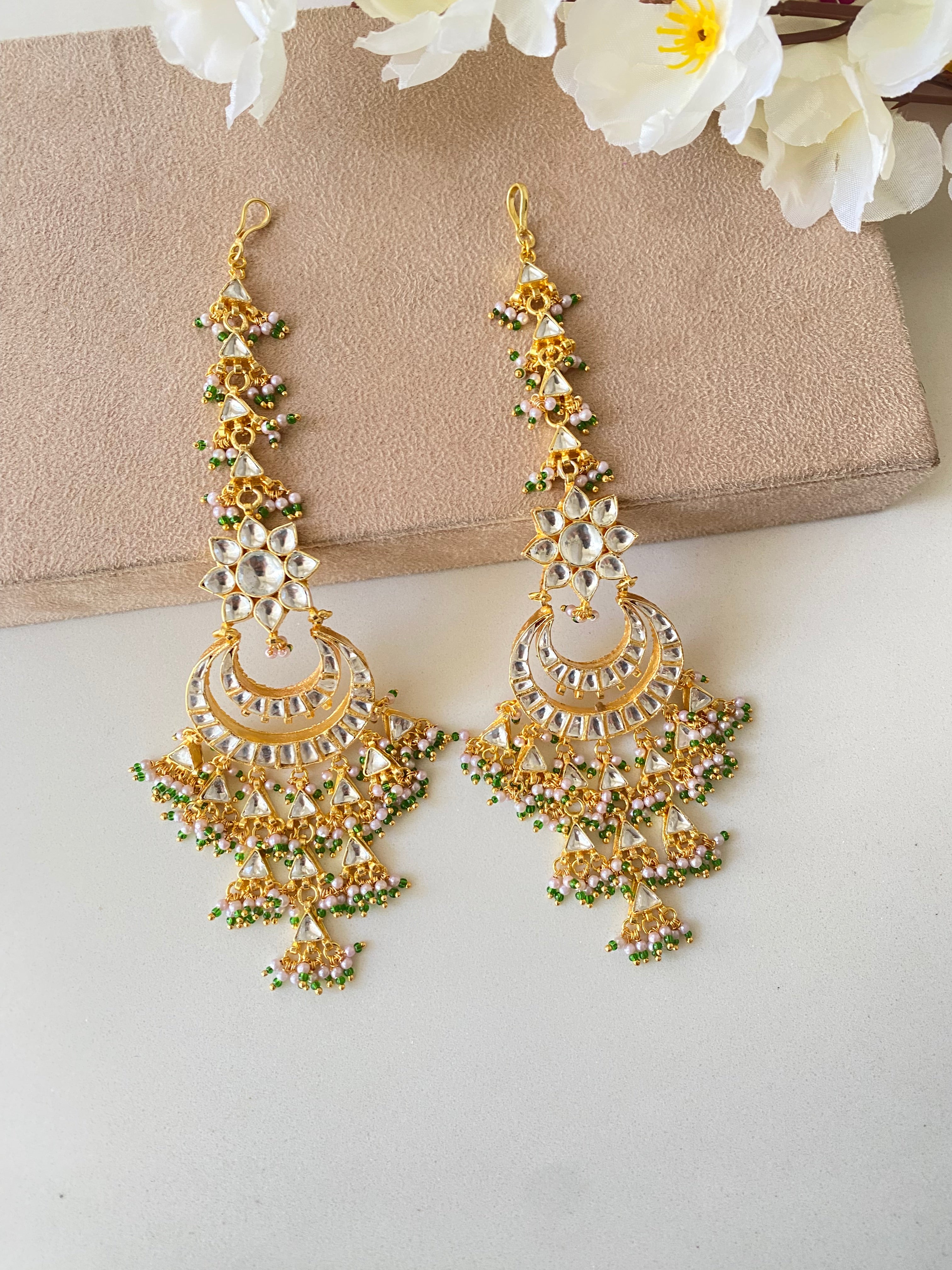 Gold plated Kundan Chandbali Earring