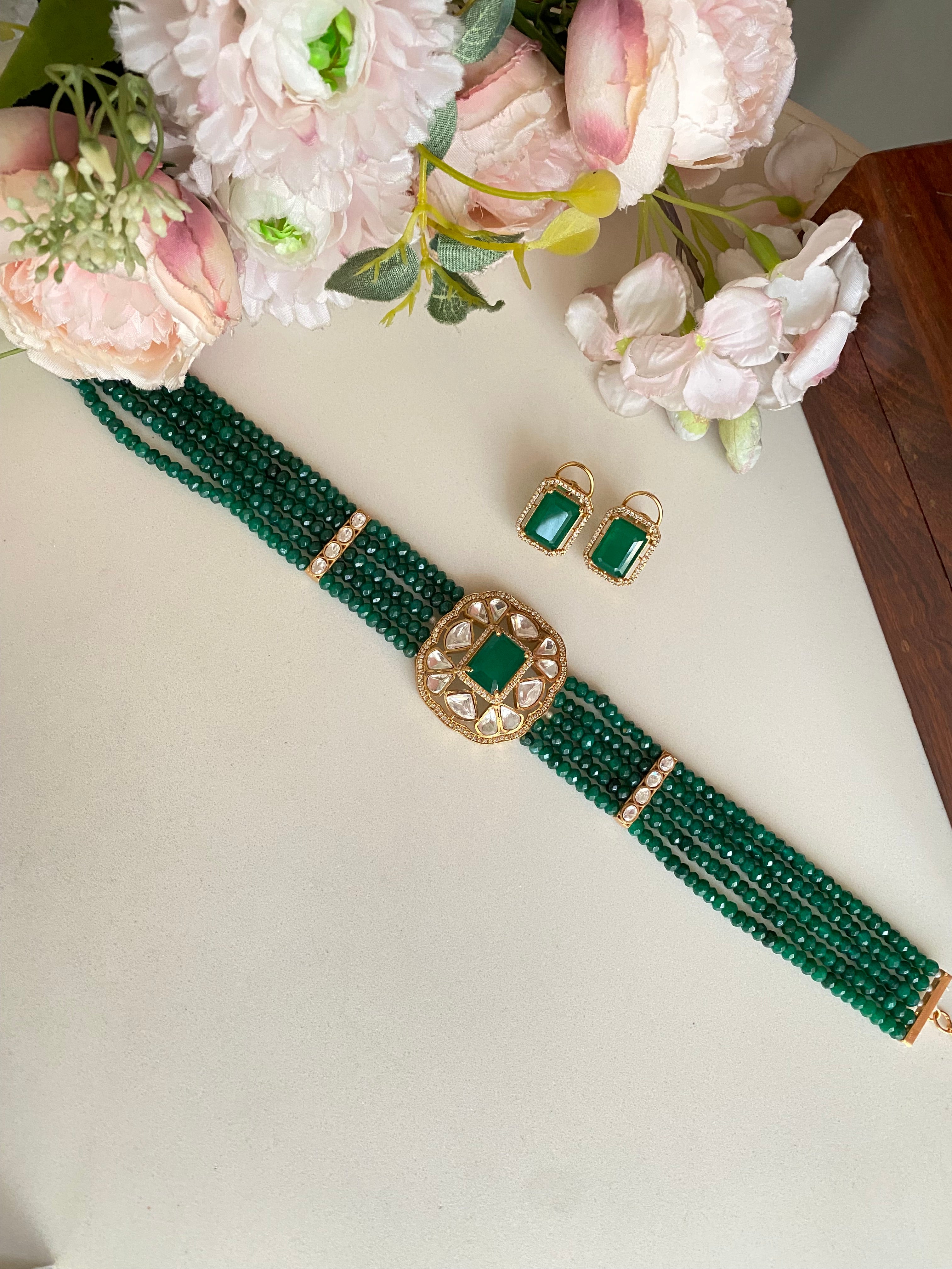 Moissanite Green Choker Set