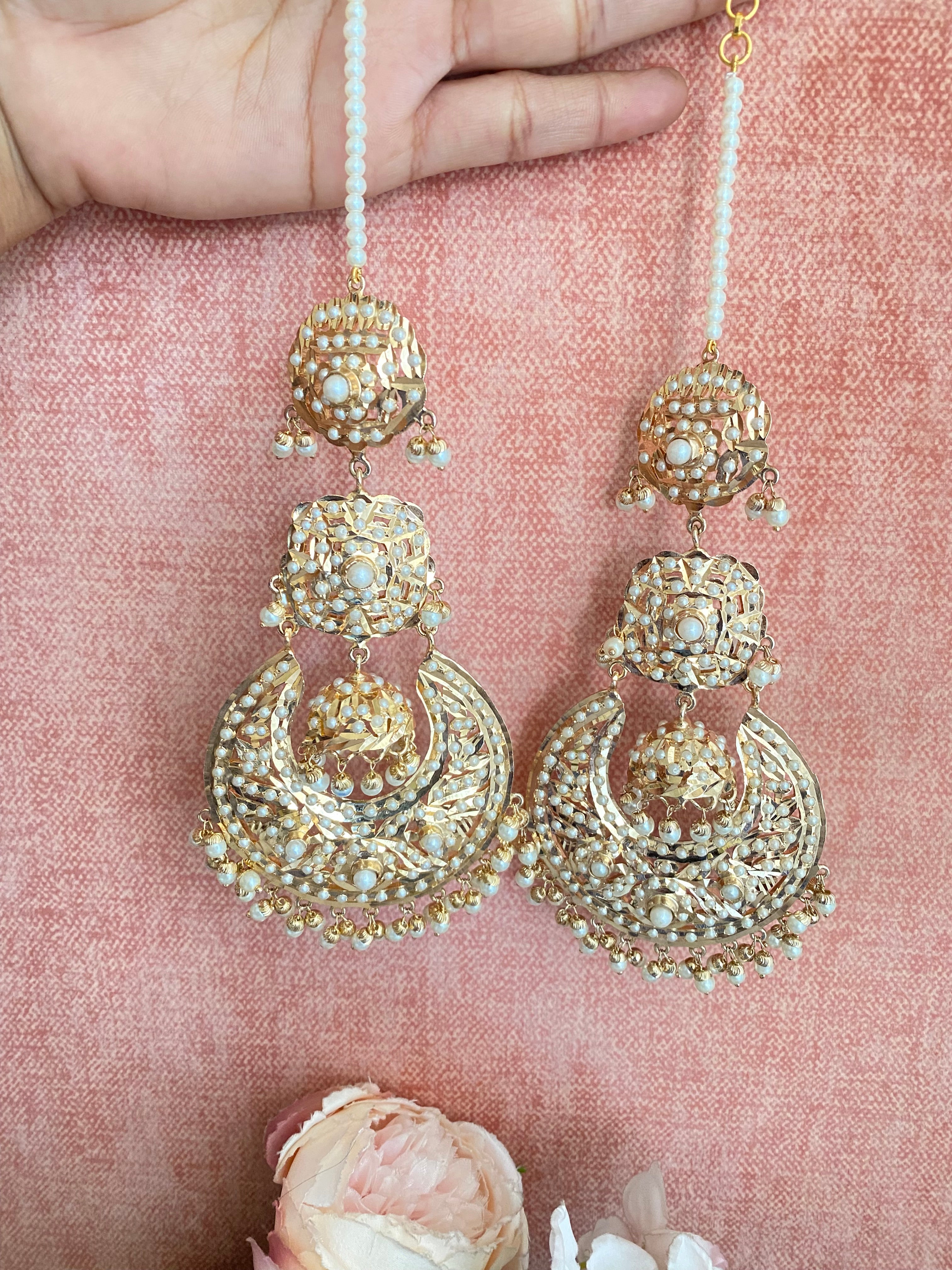 Amritsari Jadau Chandbaali Earrings