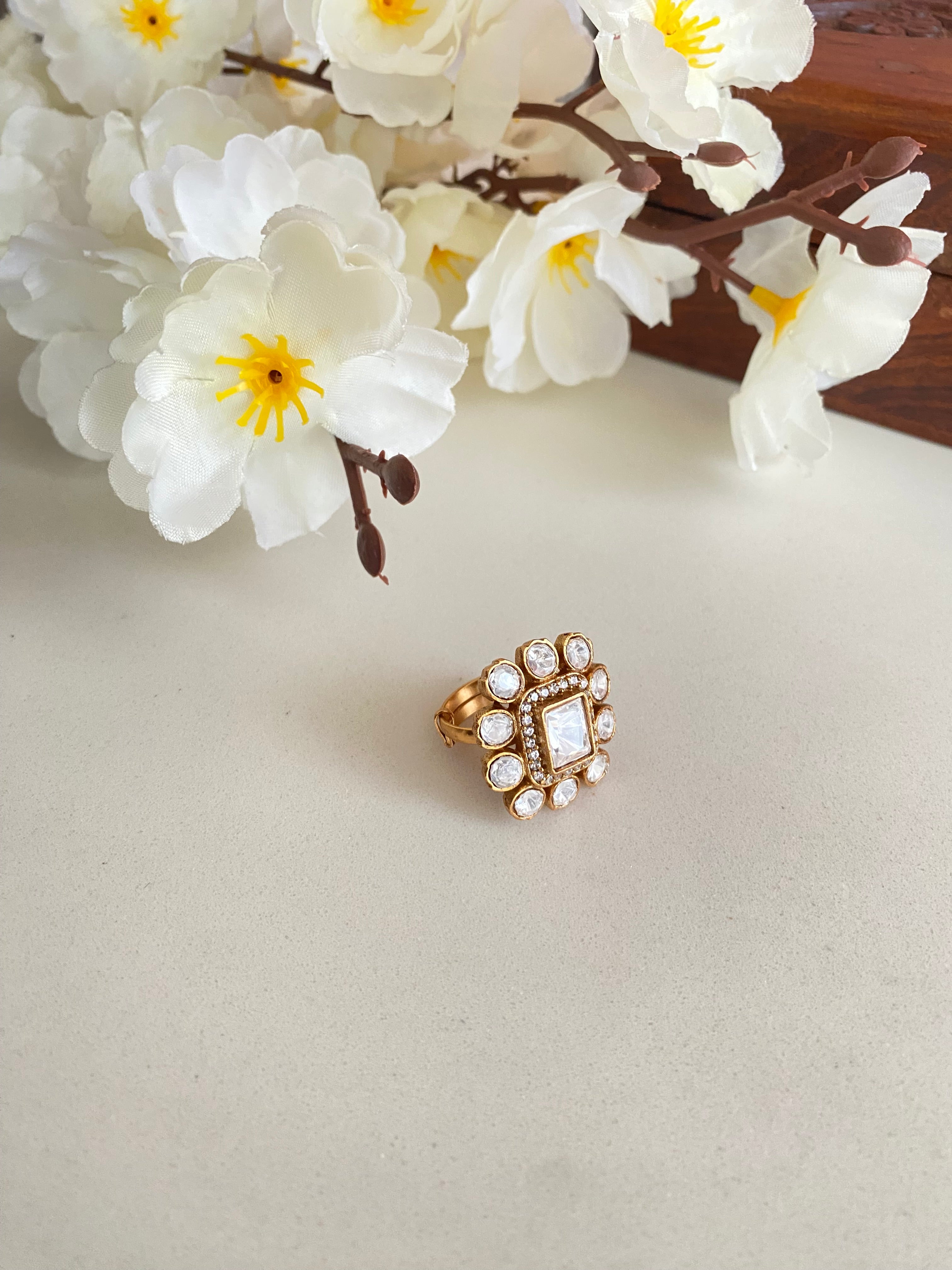 Moissanite Polki Ring