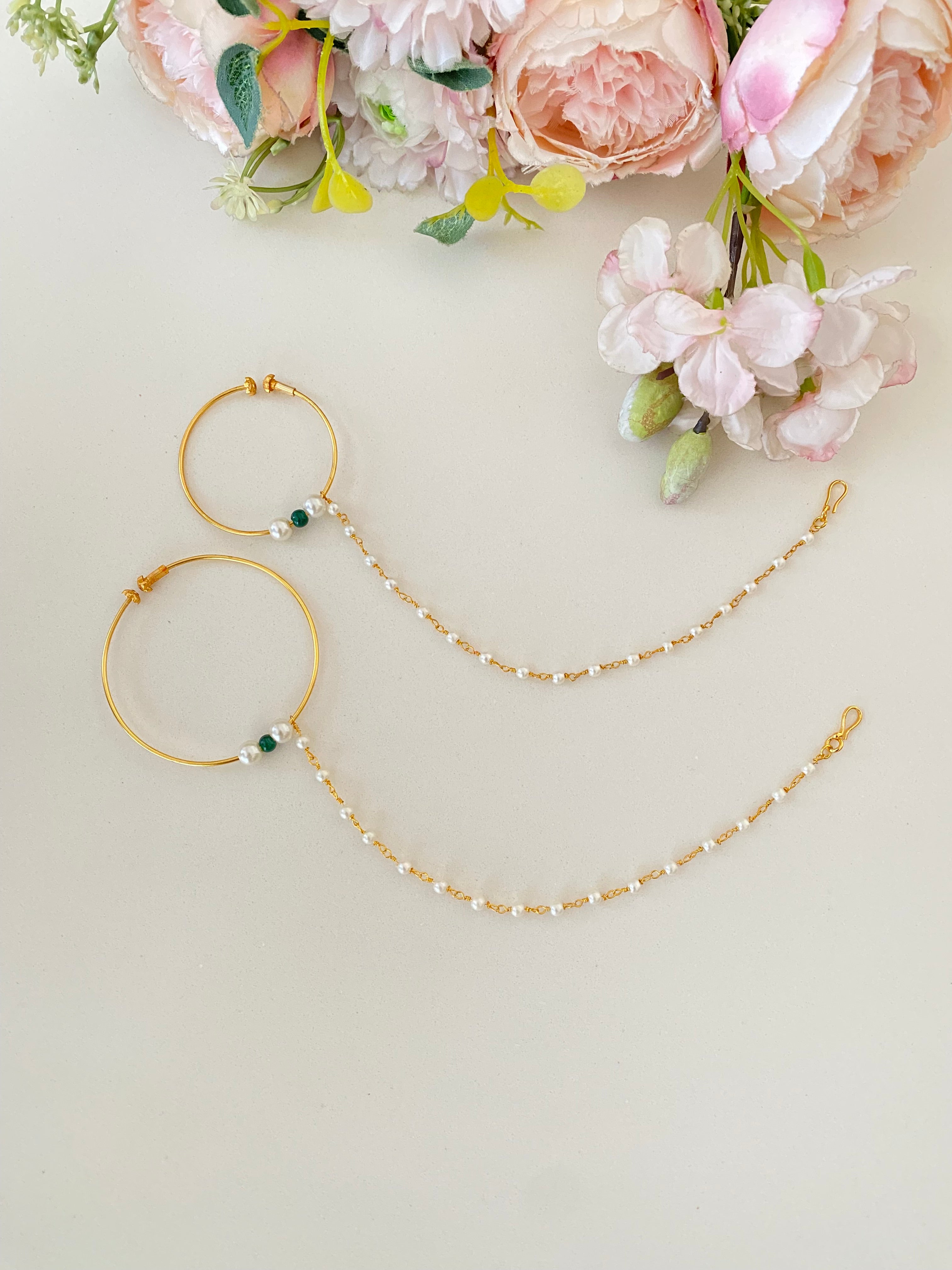 Gold Plated Green Nose Ring