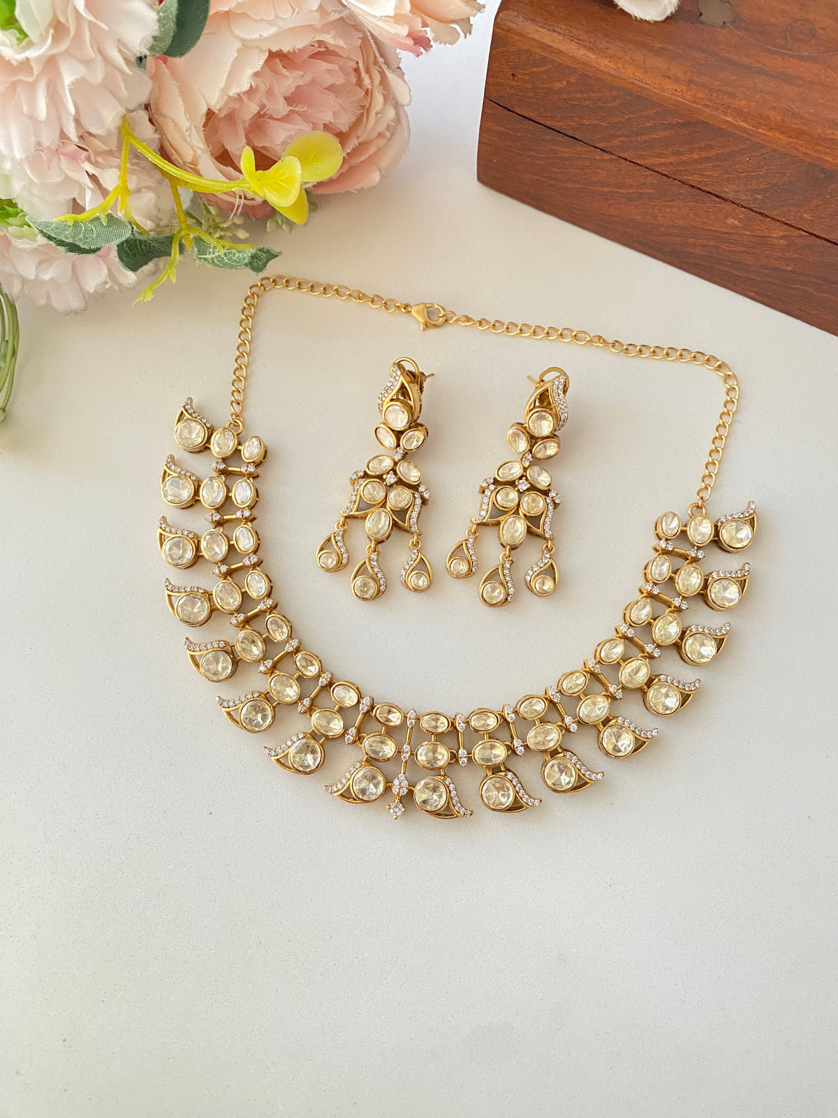 Moissanite Polki Necklace Set