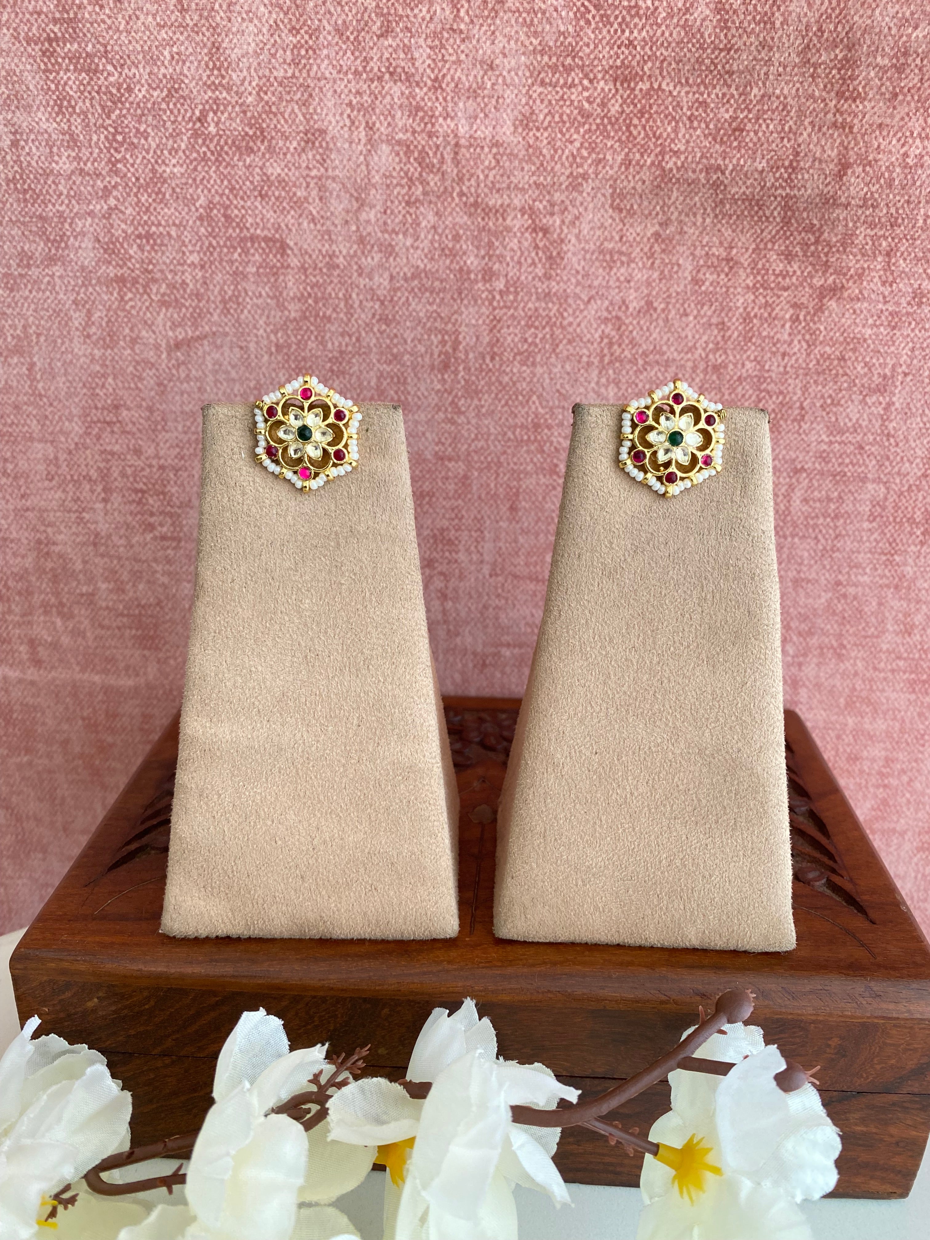 Gold Plated Kundan Studs