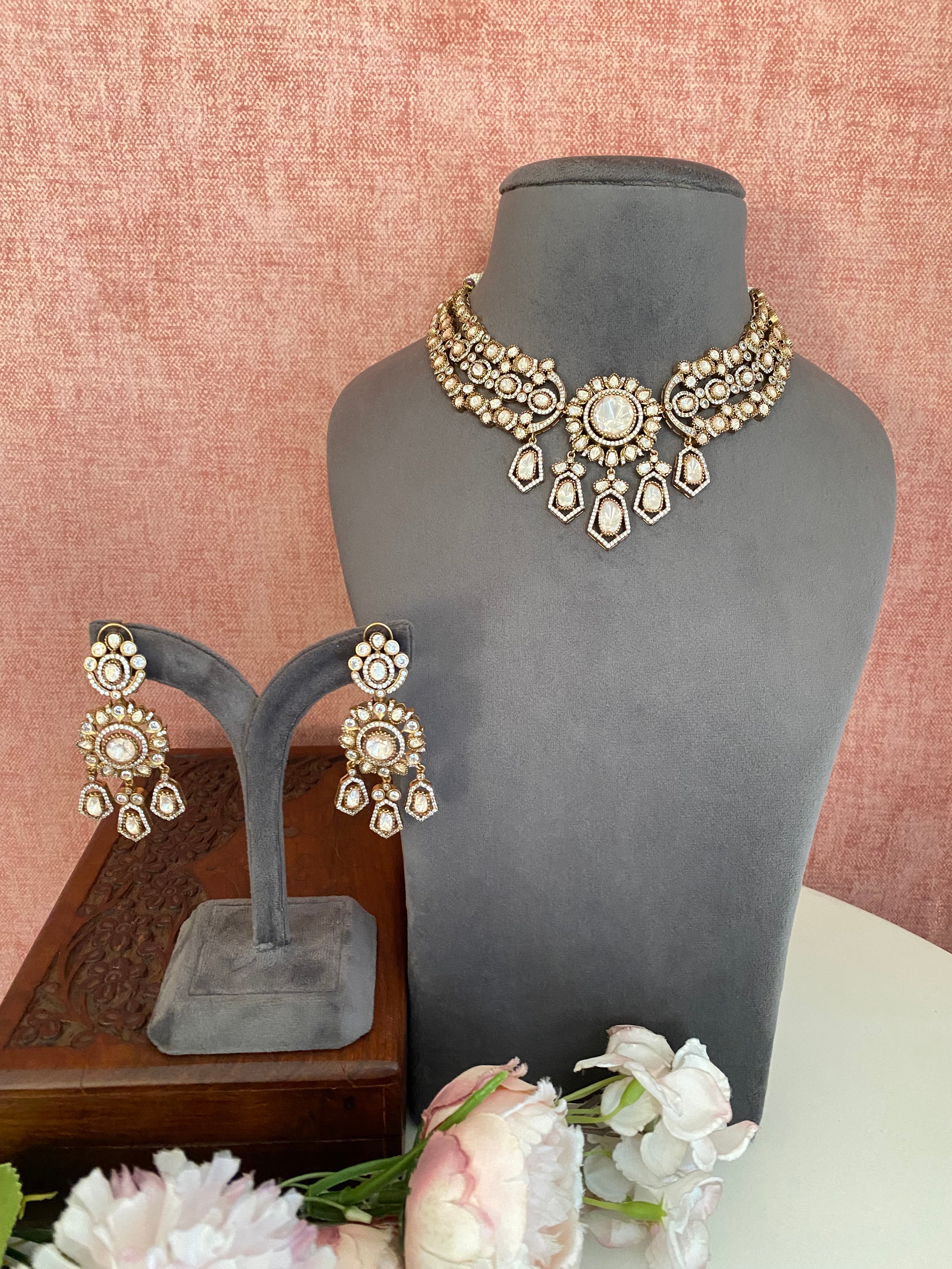 Moissanite Polki Necklace Set