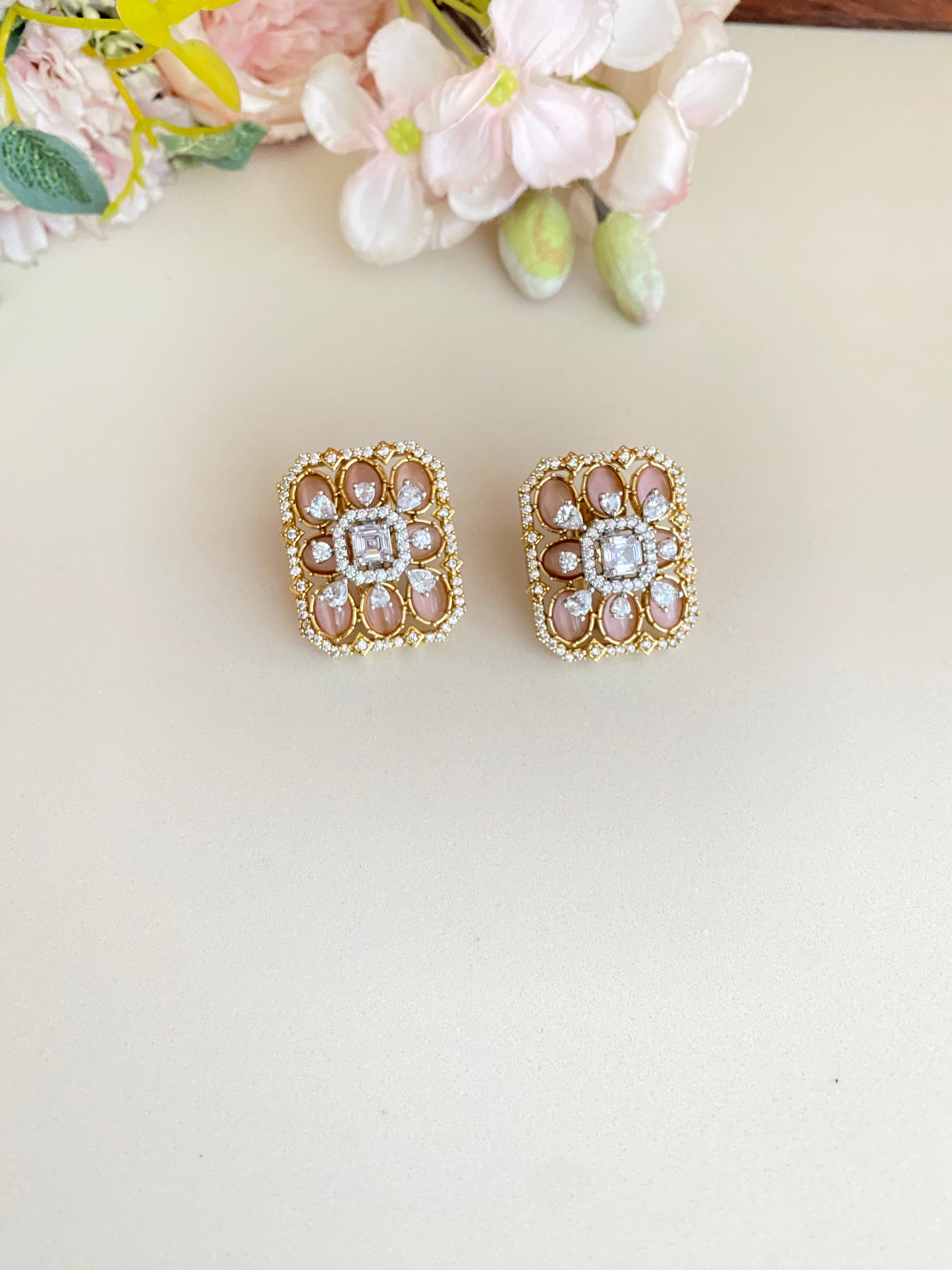Gold plated Moissanite Studs