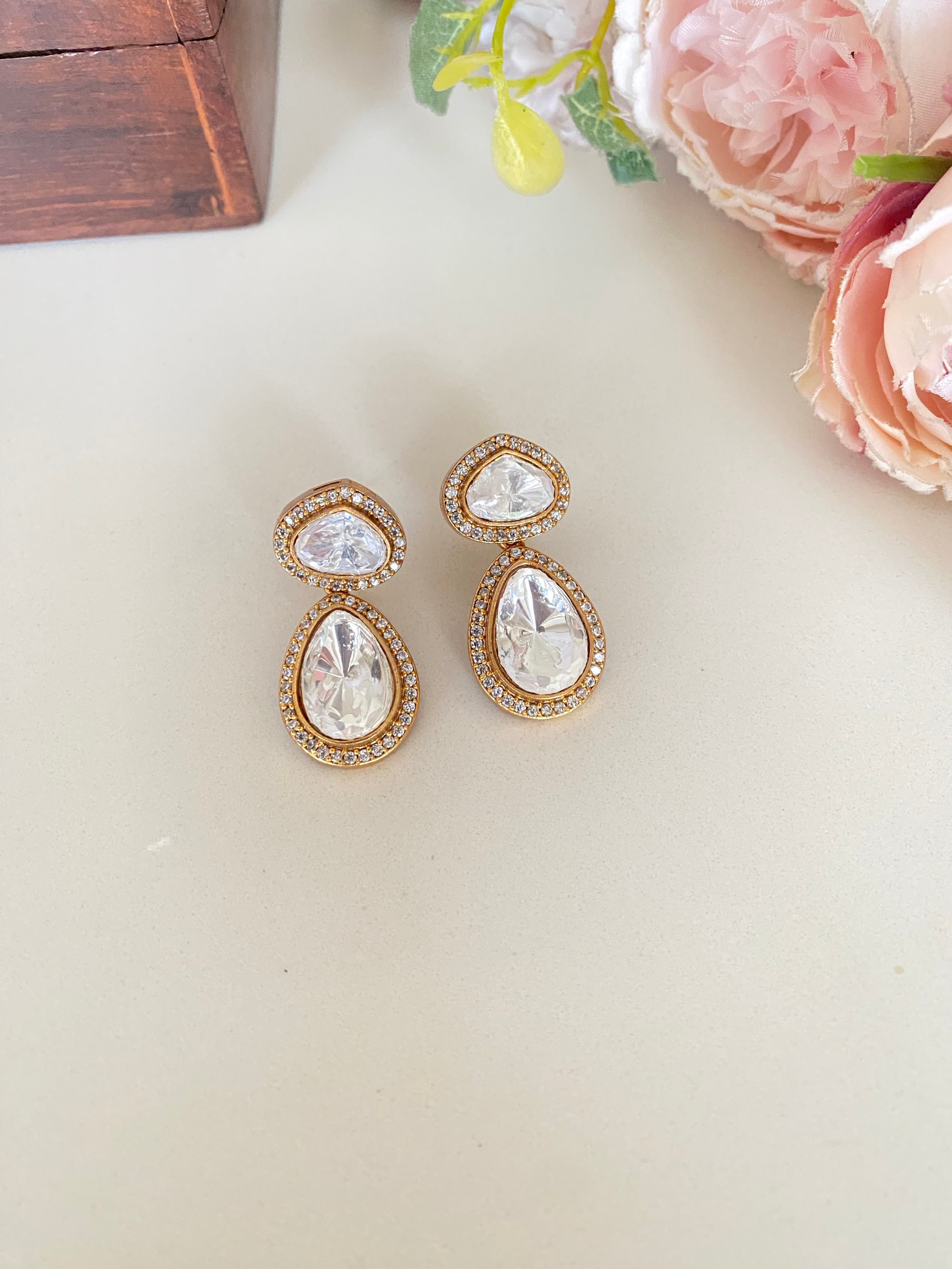 Moissanite Polki Earring