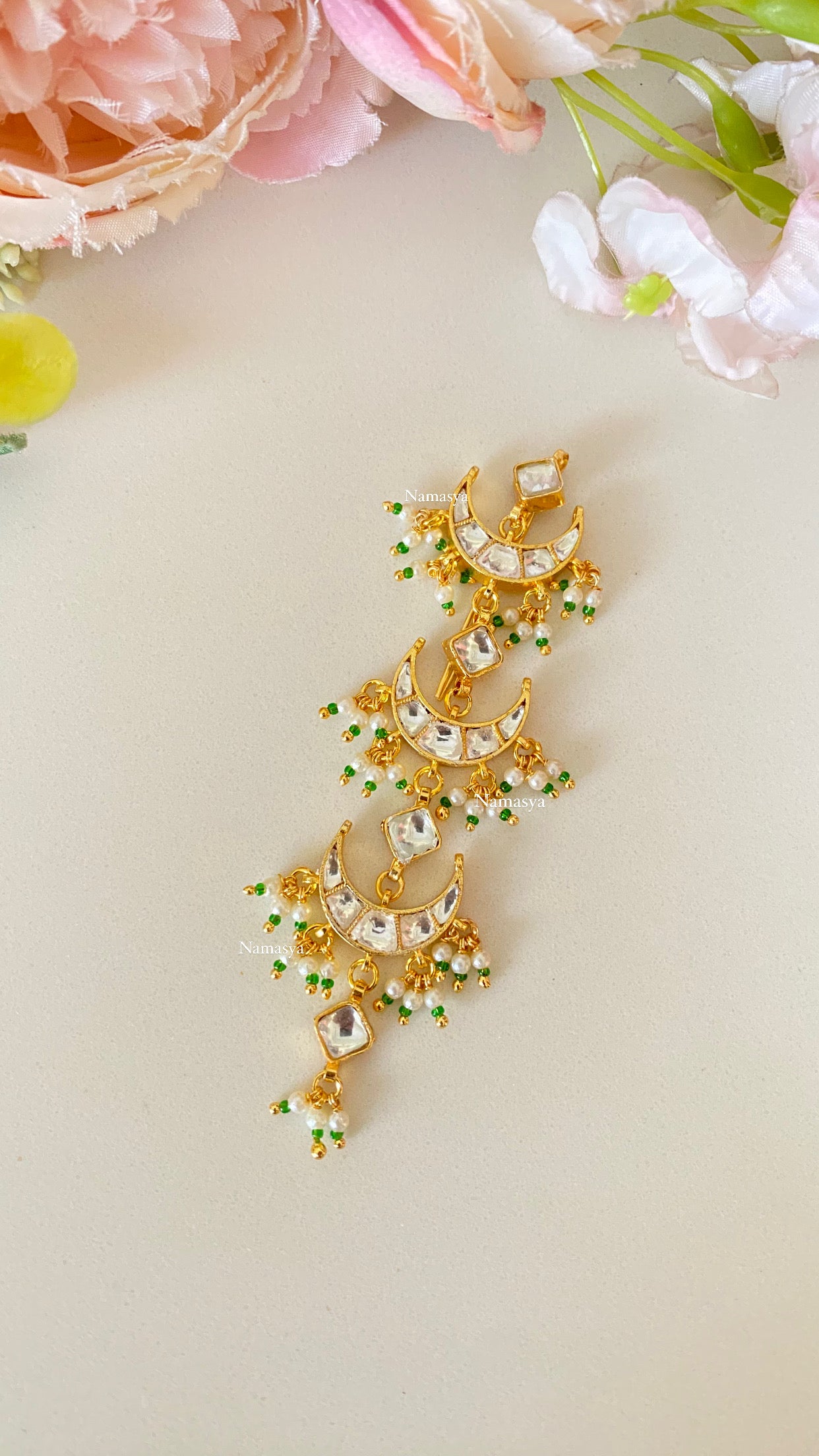 Gold Plated Kundan braid pin