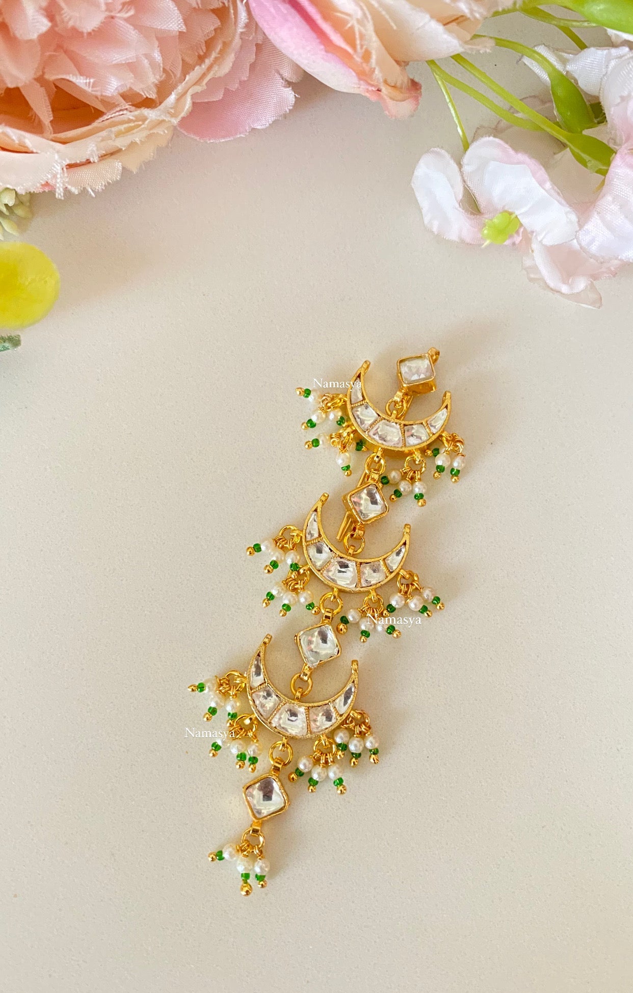 Gold Plated Kundan braid pin