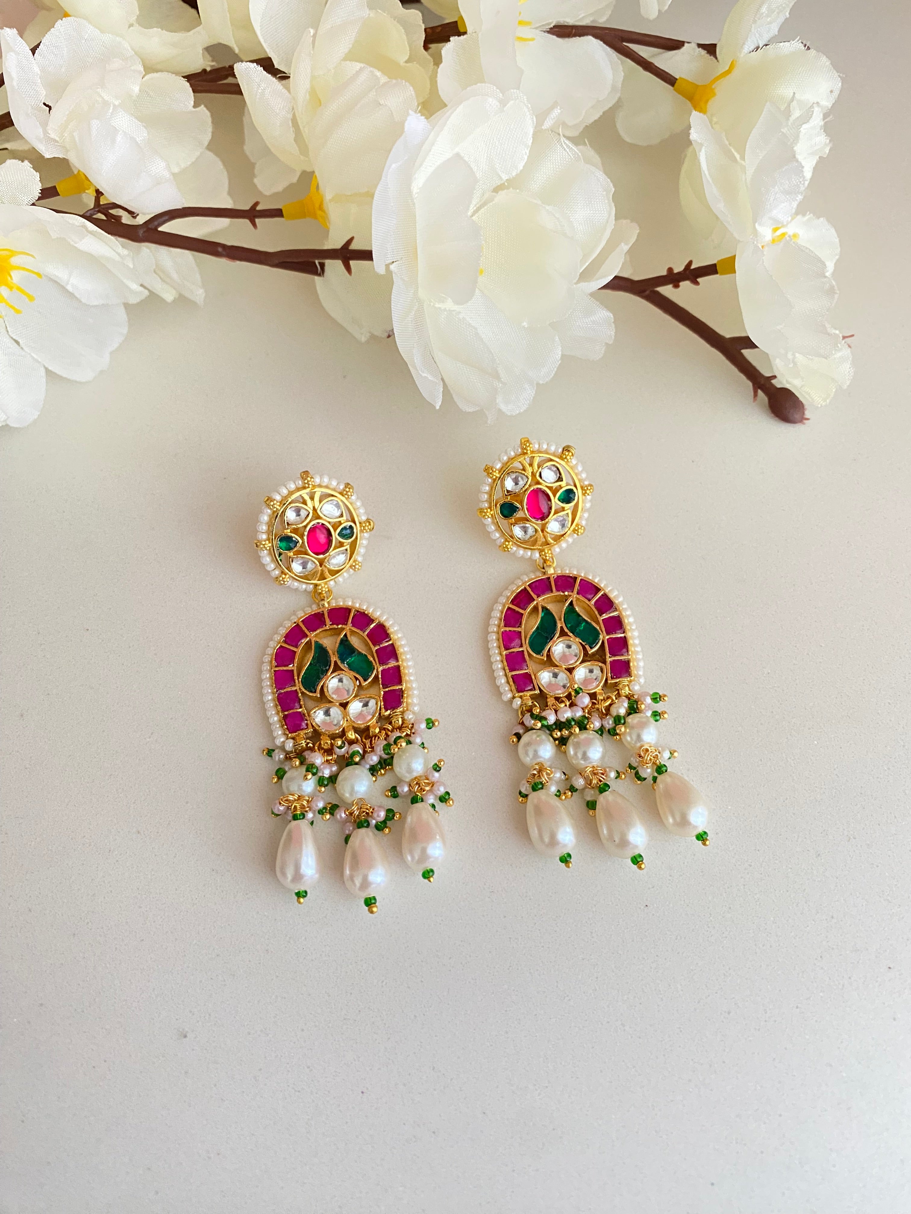 Gold plated Multi color Kundan Earring
