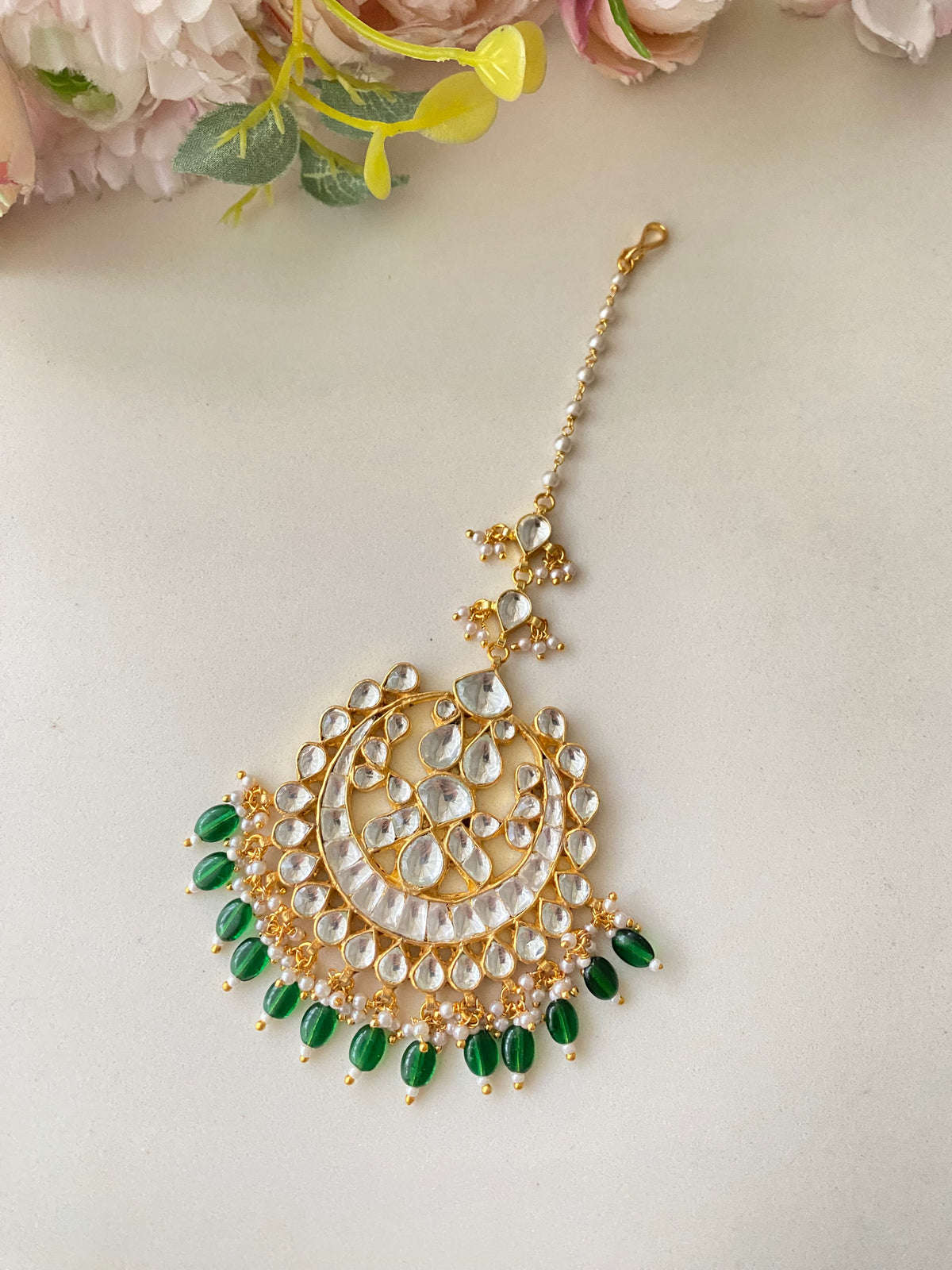 Gold Plated Multi Kundan Tikka