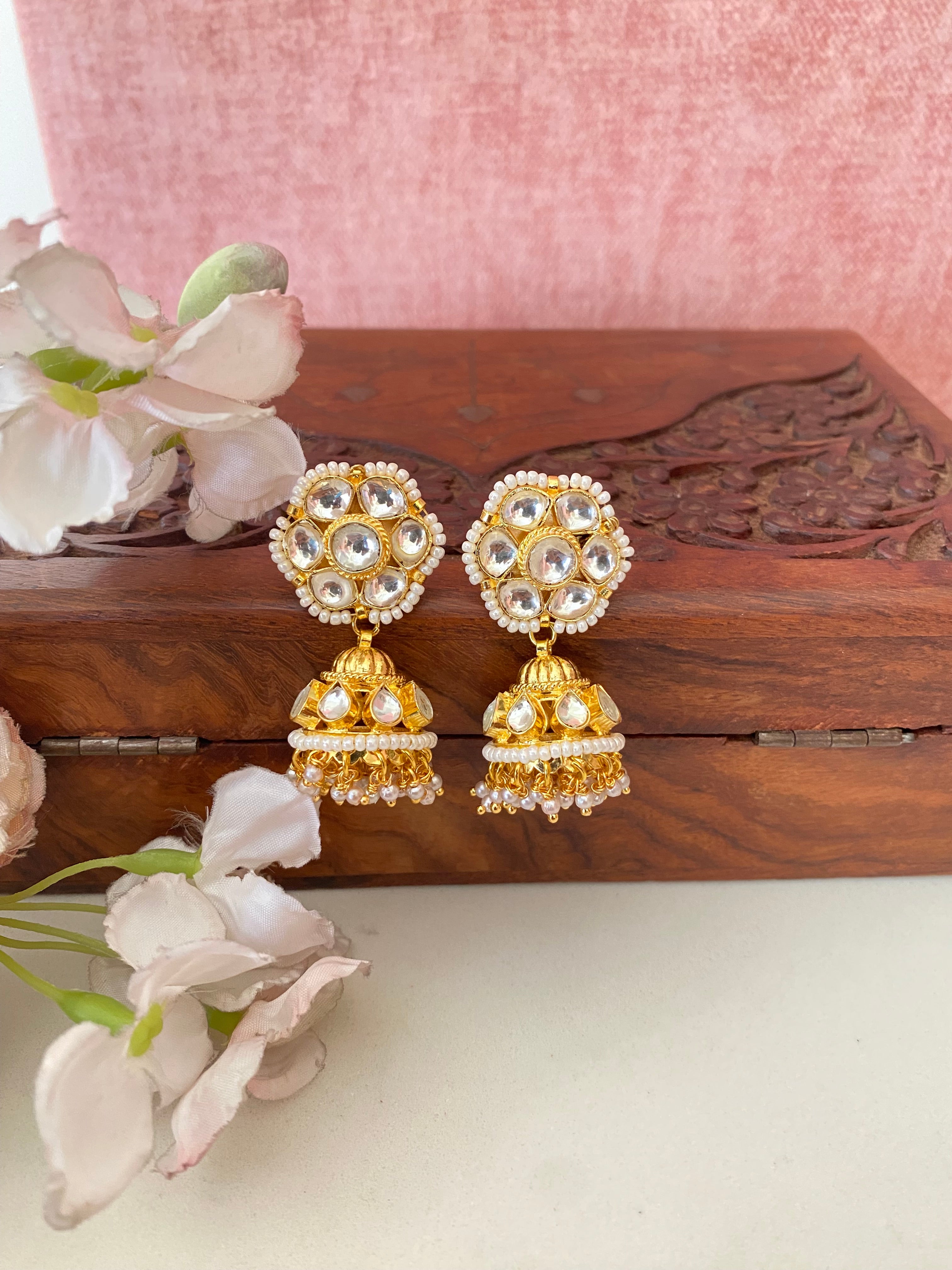 Gold Plated Kundan Jhumka