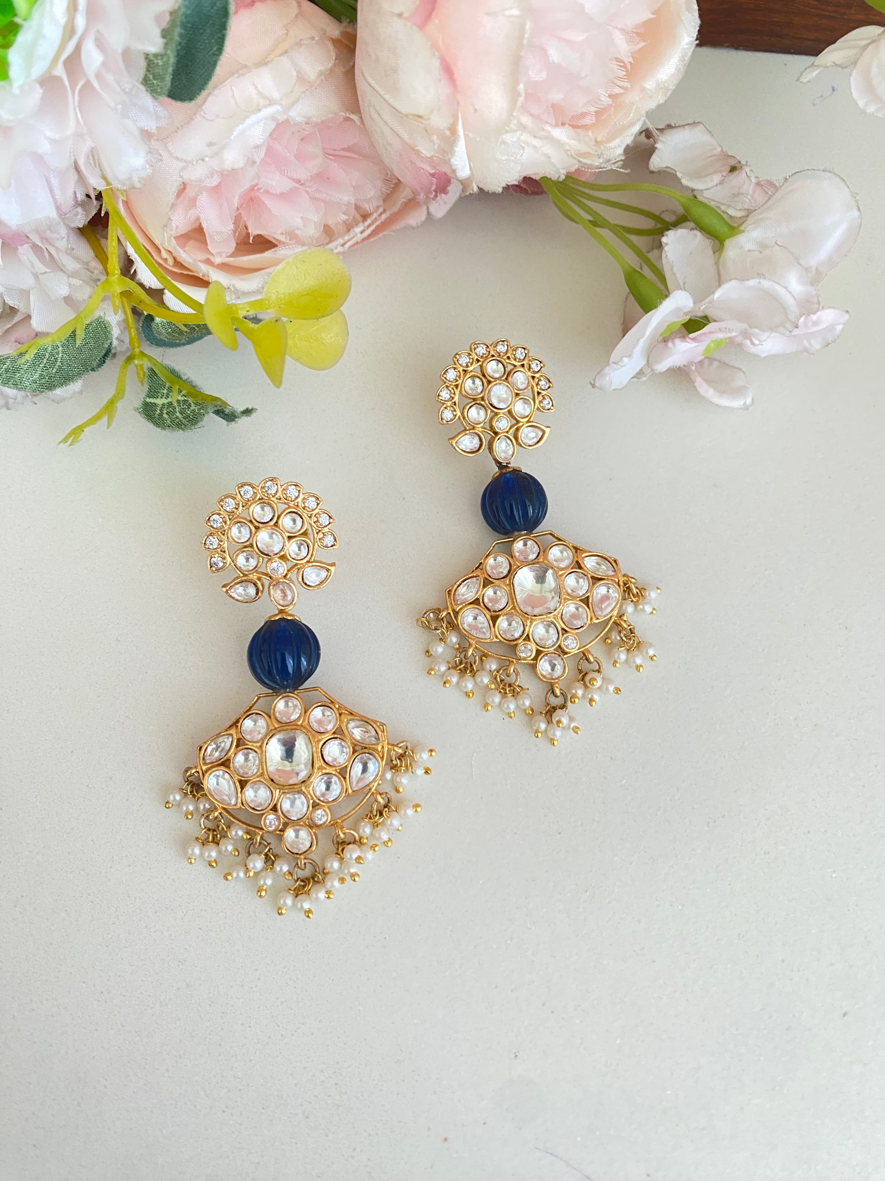 Gold plated Blue Earrings