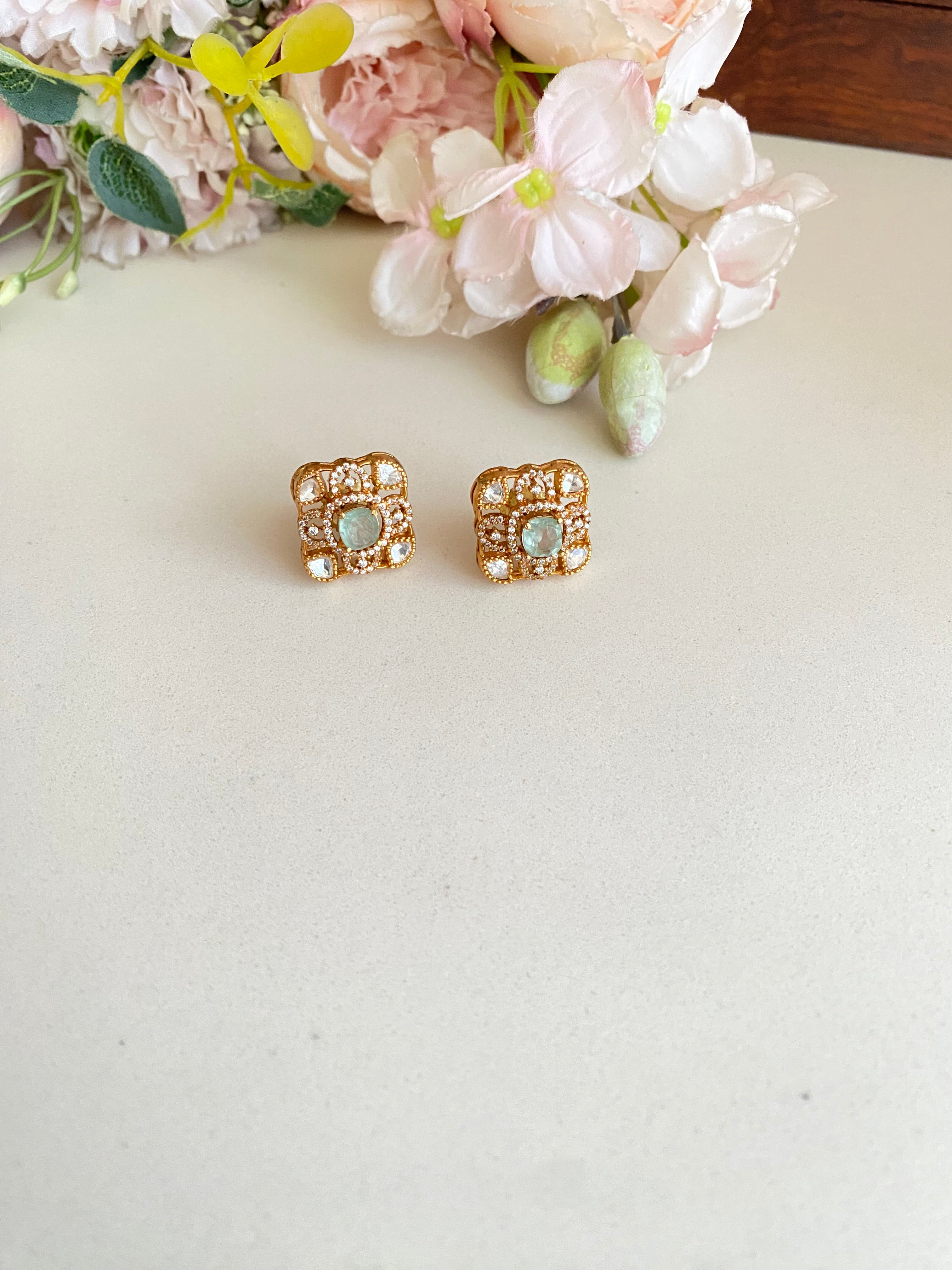 Gold plated Moissanite Studs