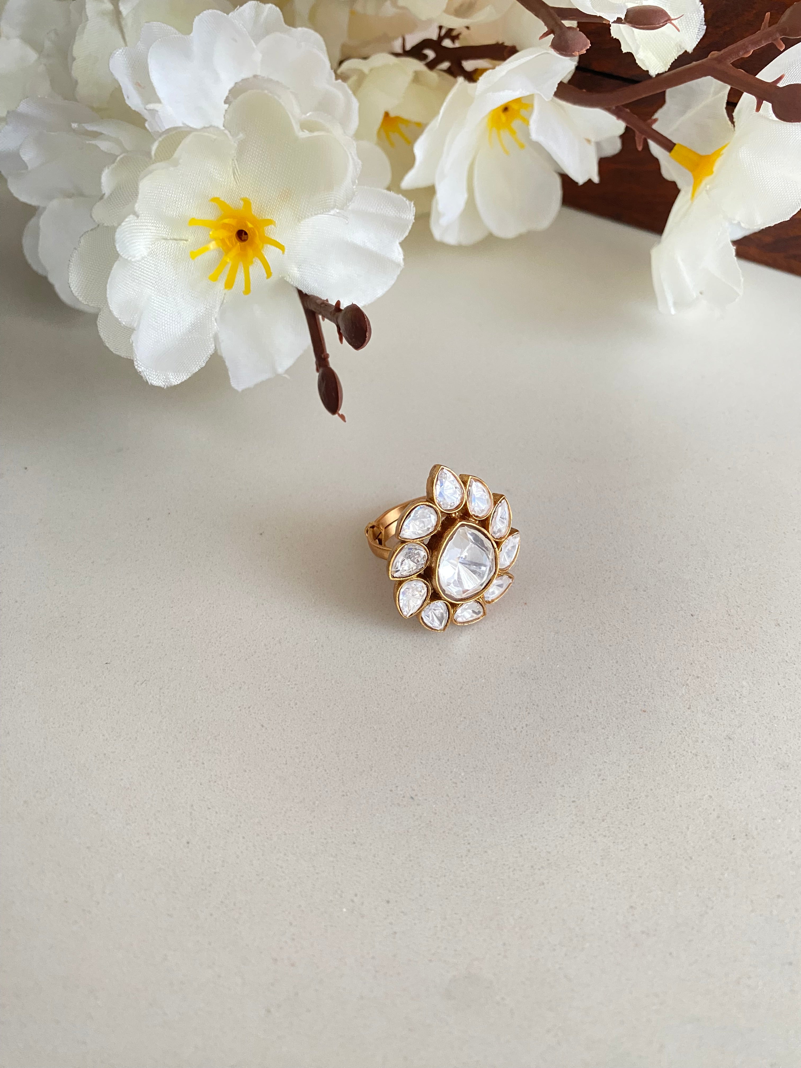 Moissanite Polki Ring