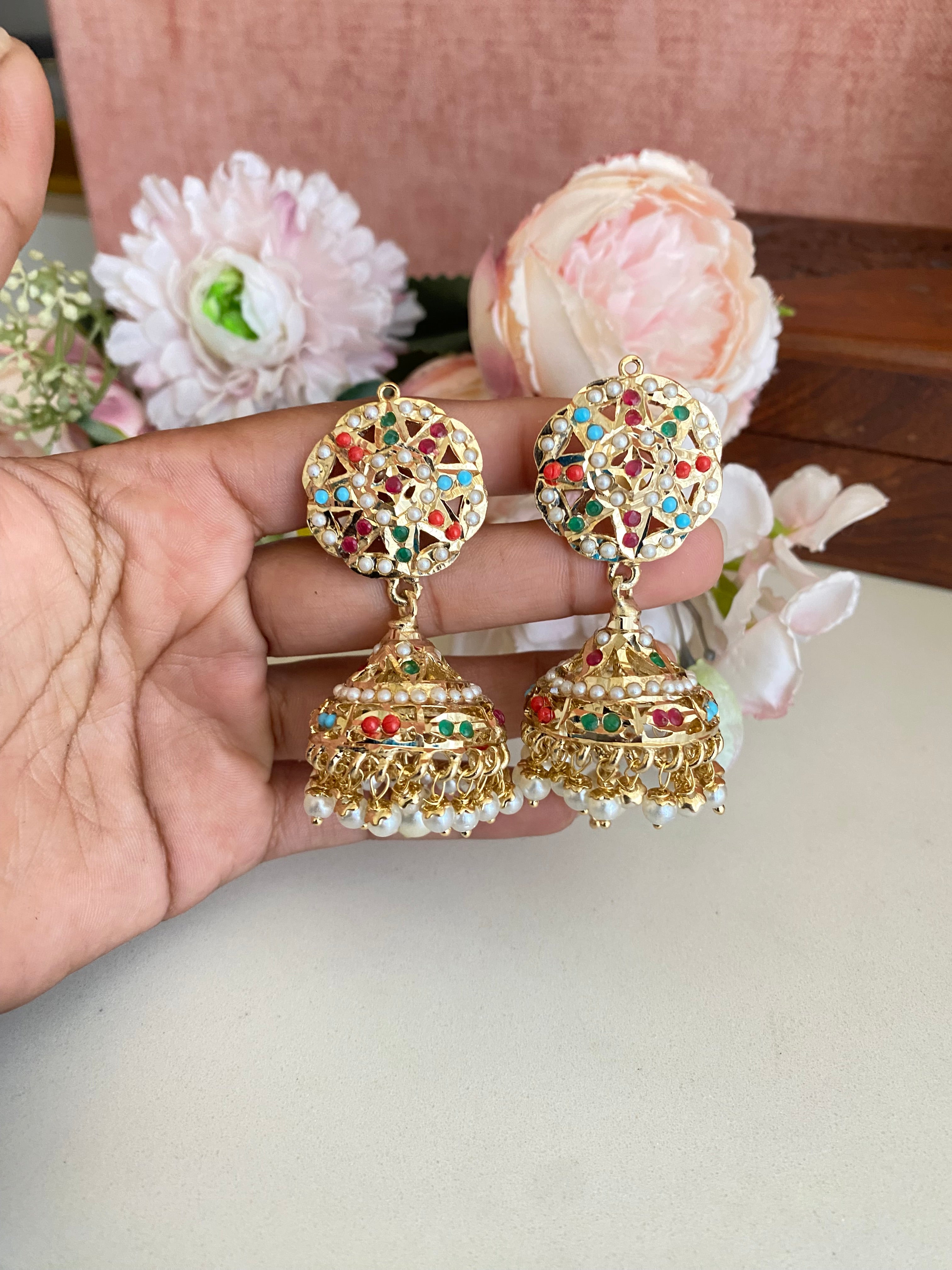 Multicolour Jadau Jhumka