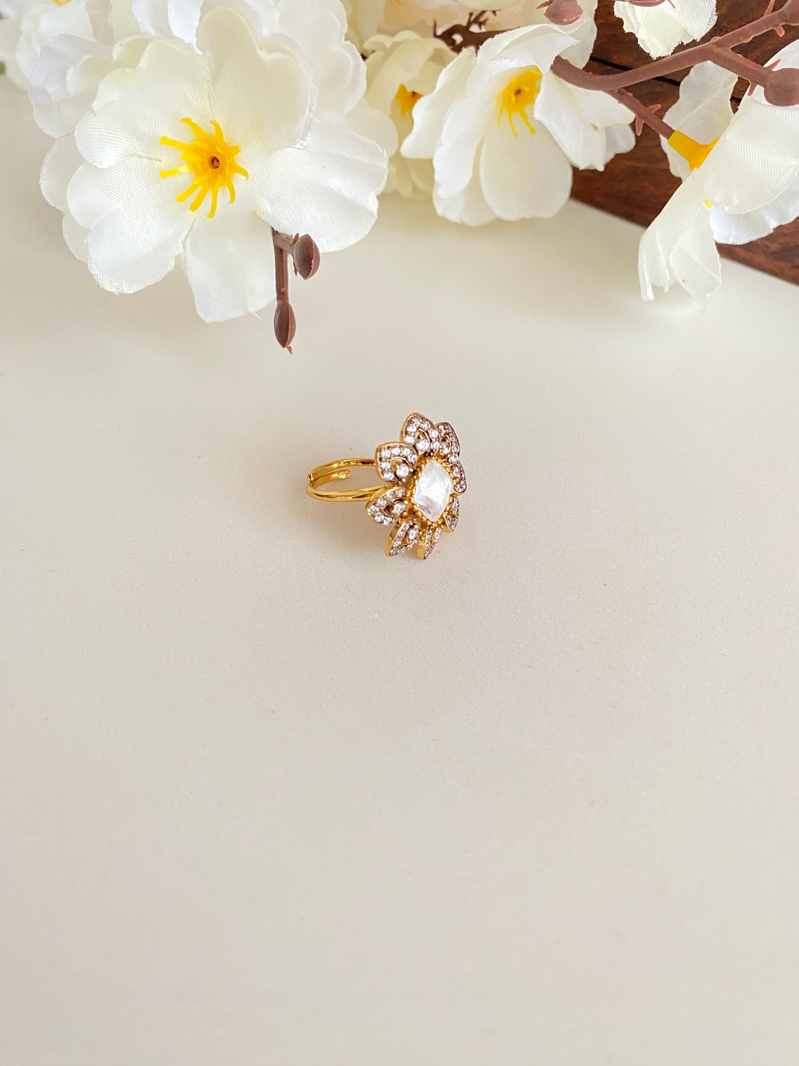 Moissanite Polki Ring