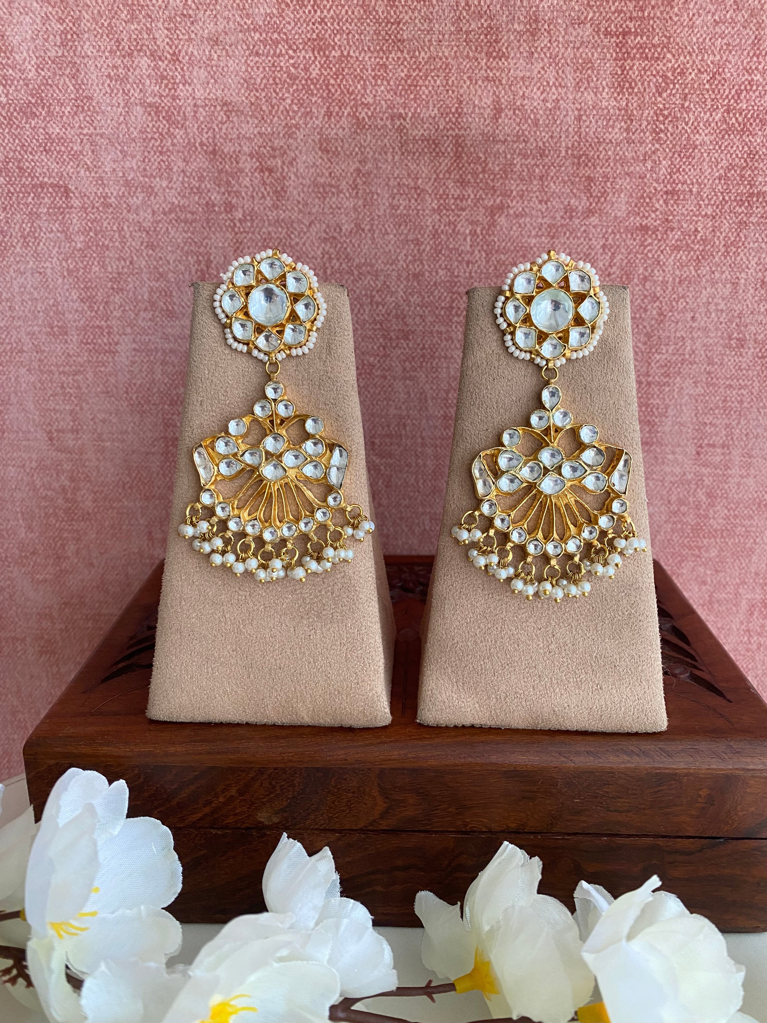 Kundan Earring in pearl drops
