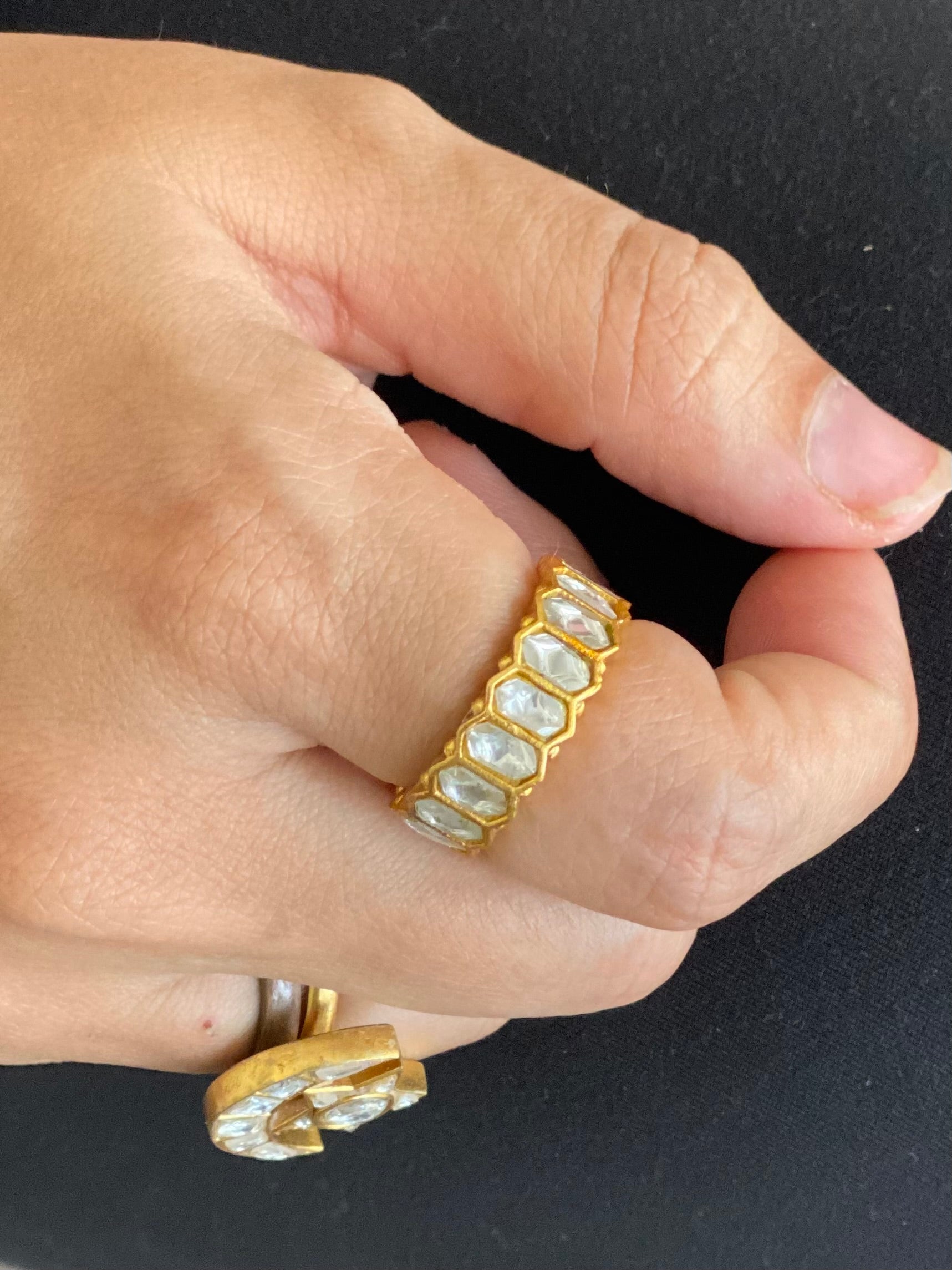 Gold plated Kundan Band Ring