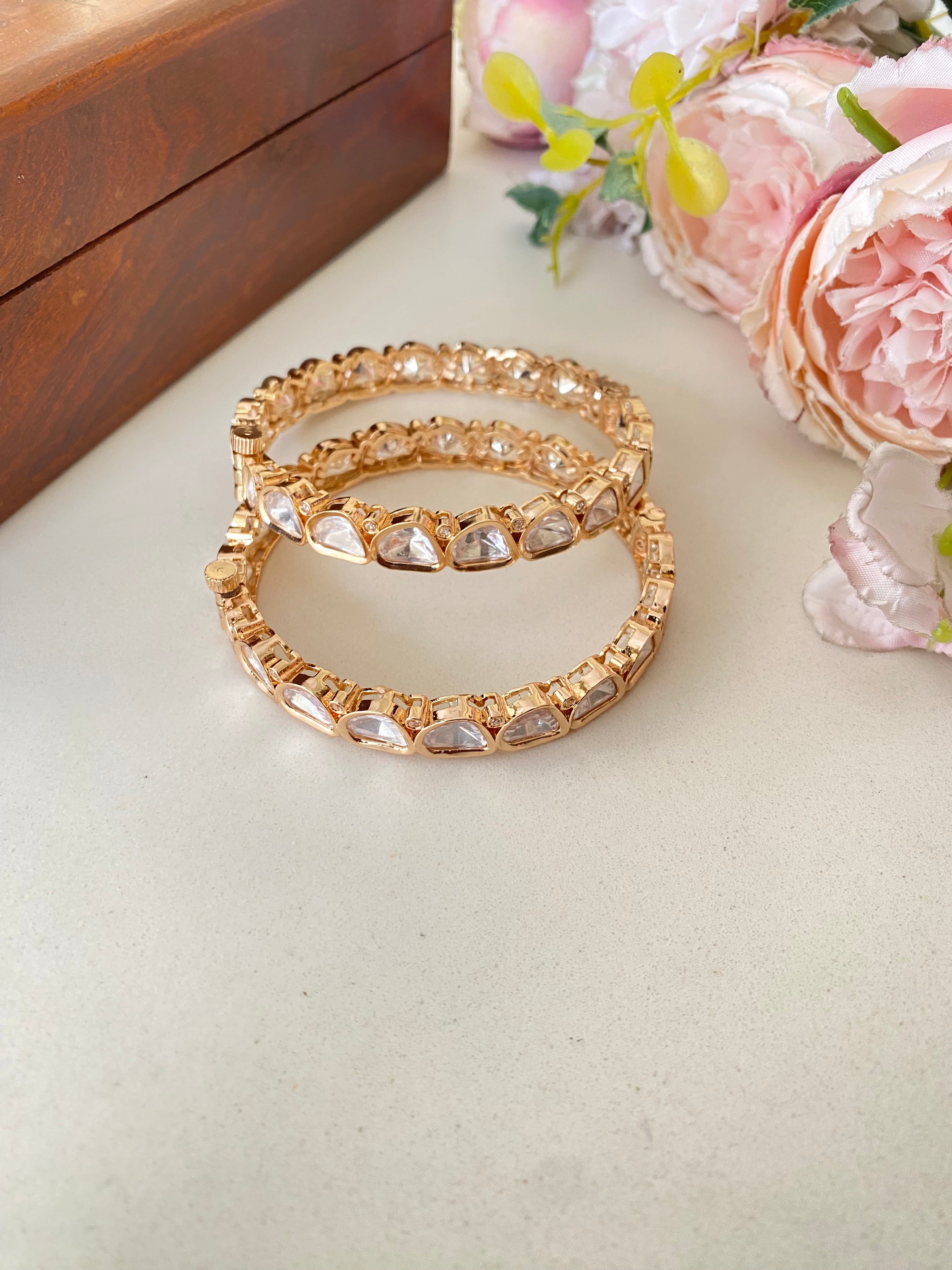 Gold plated Moissanite Bangles