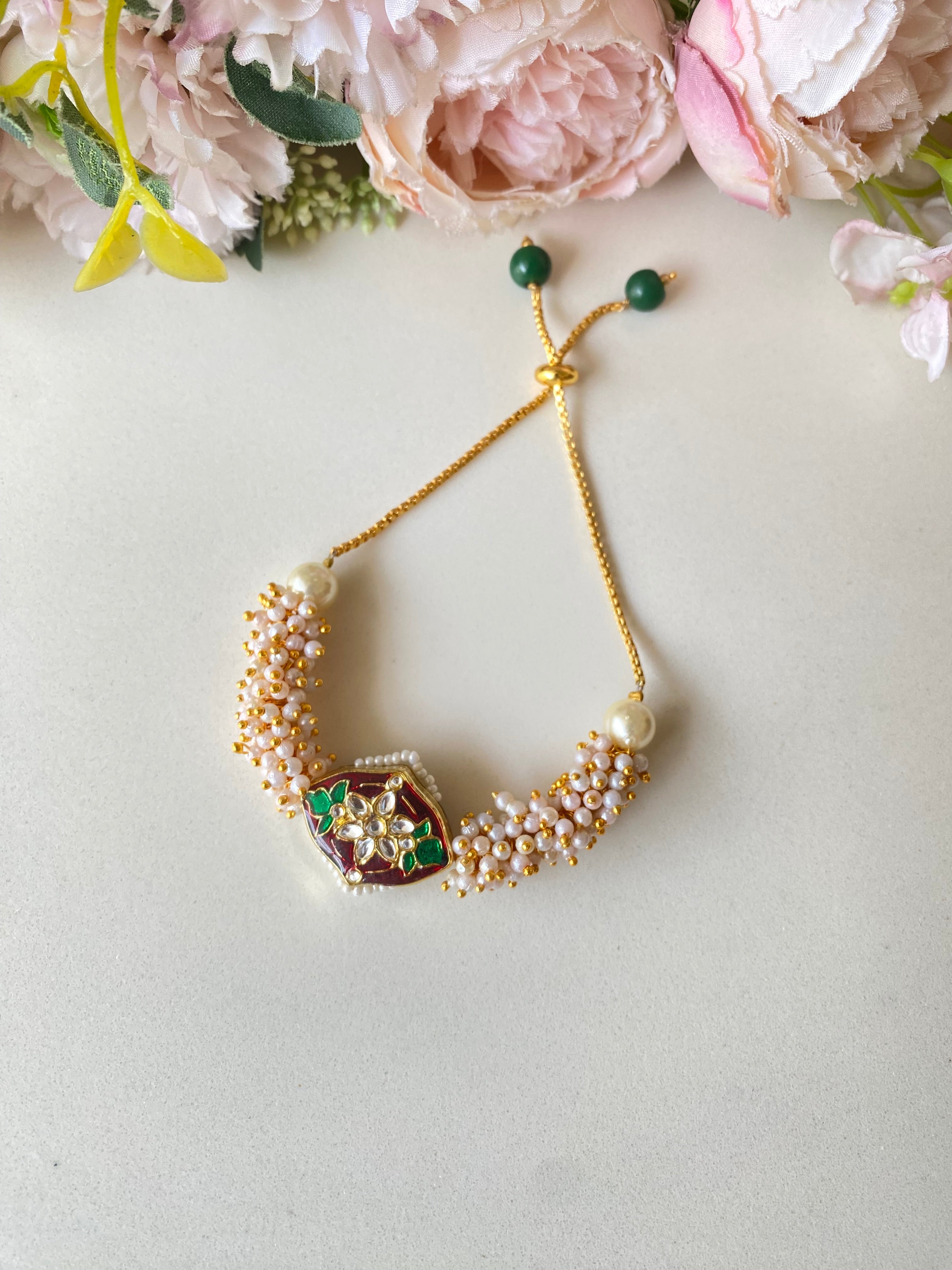 Kundan Gold plated Pearl Bracelet