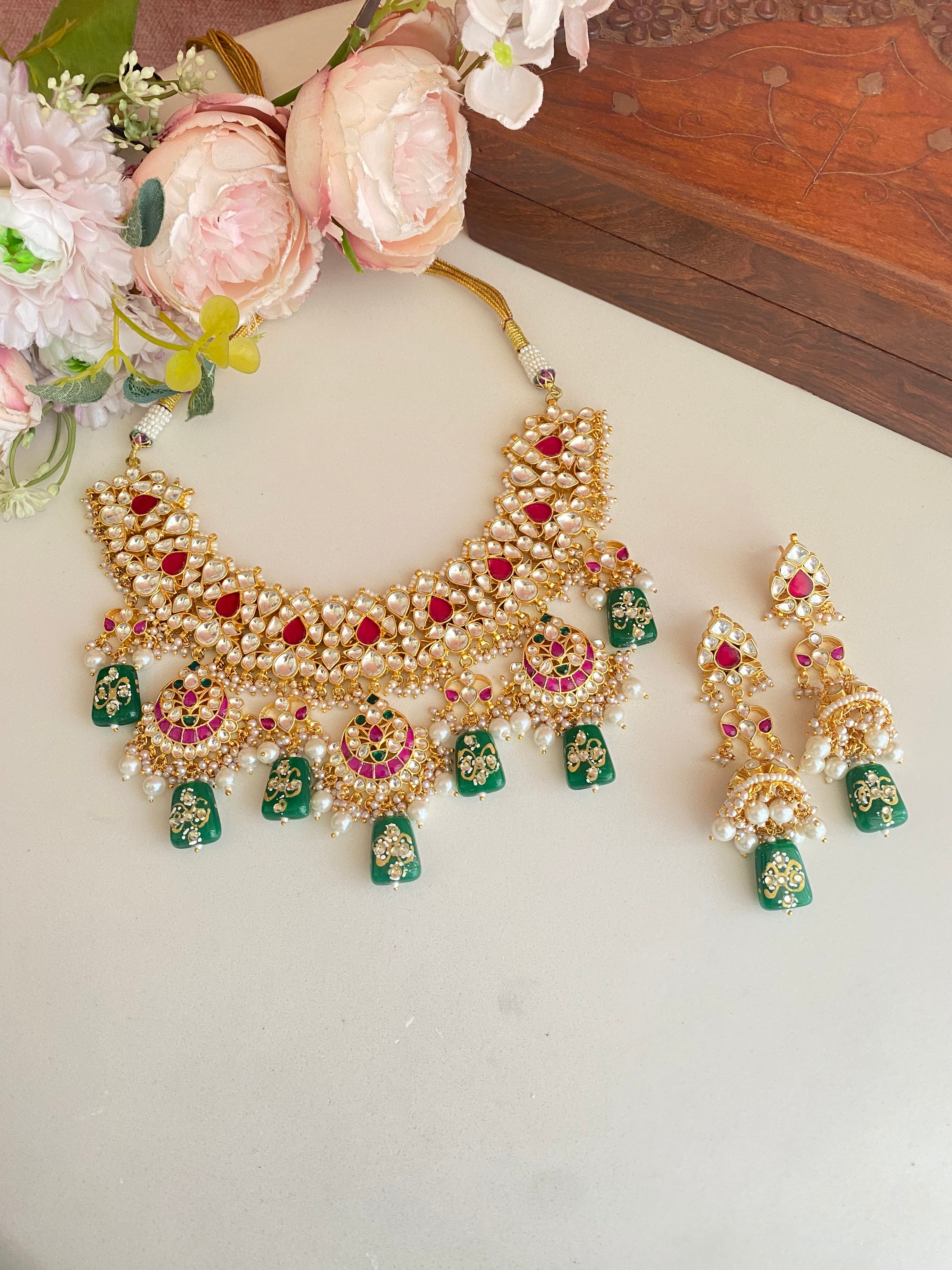 Multicolour kundan Bridal Set