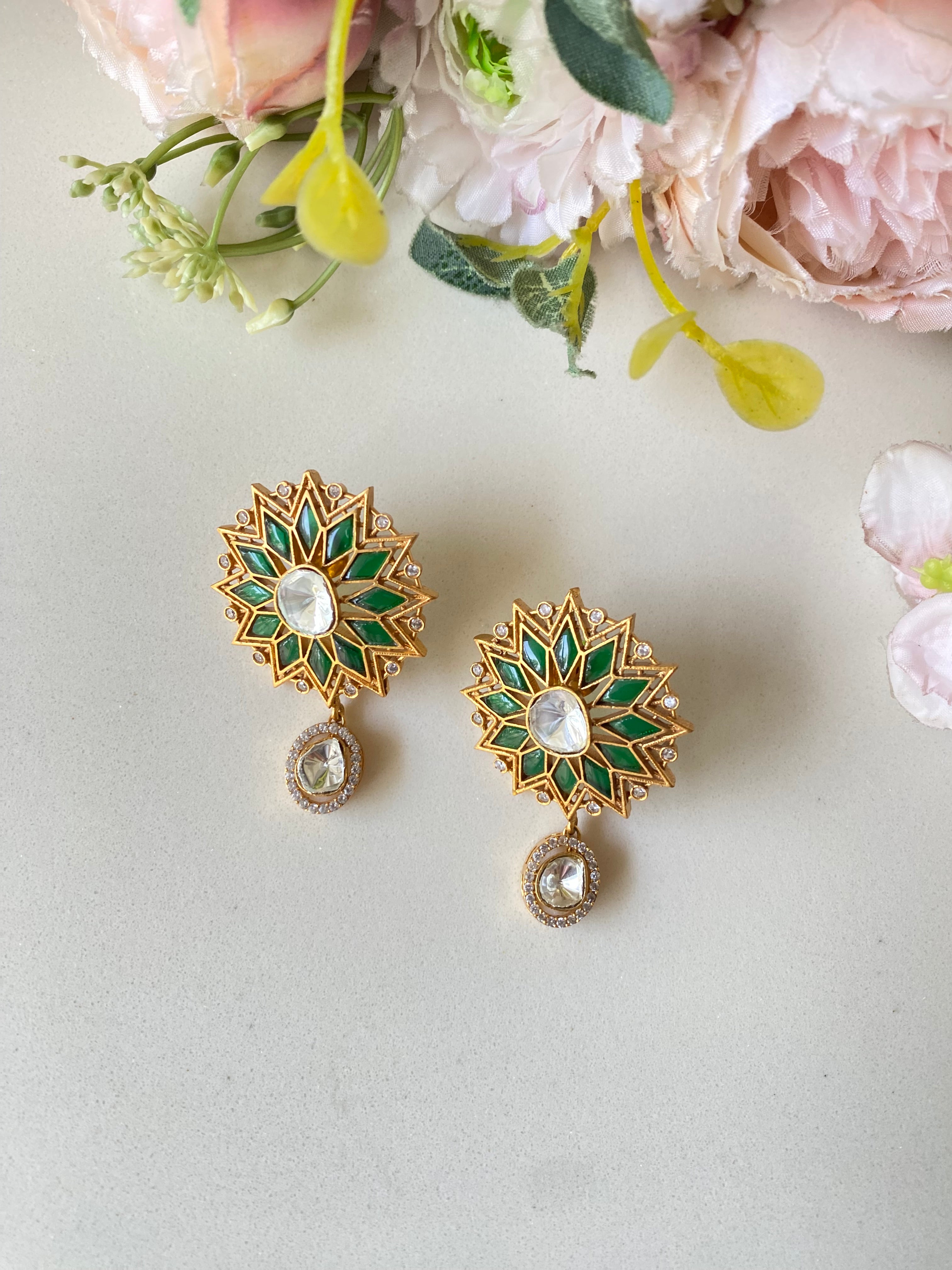 Gold plated Moissanite Earrings