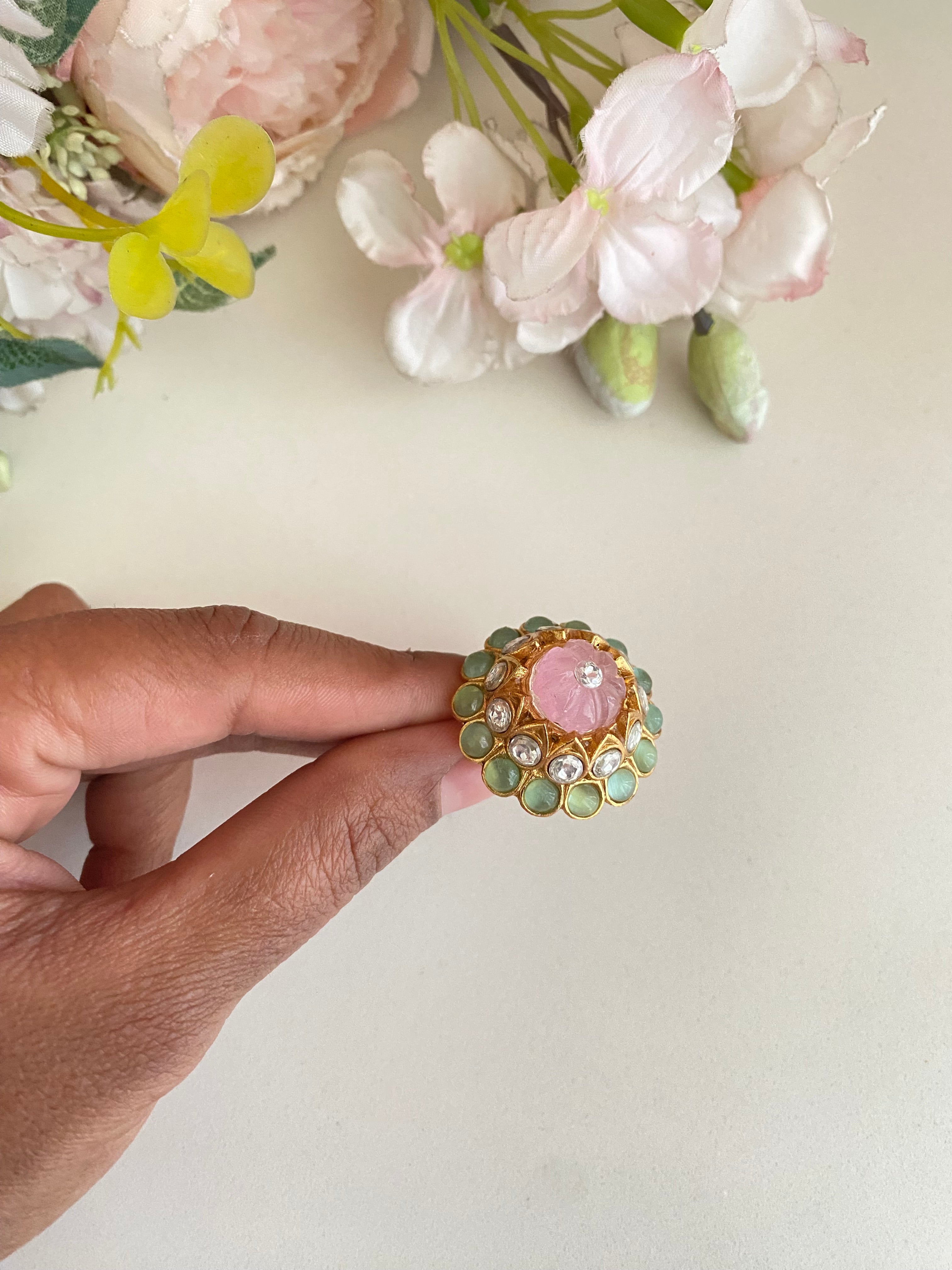 Moissanite Polki Ring