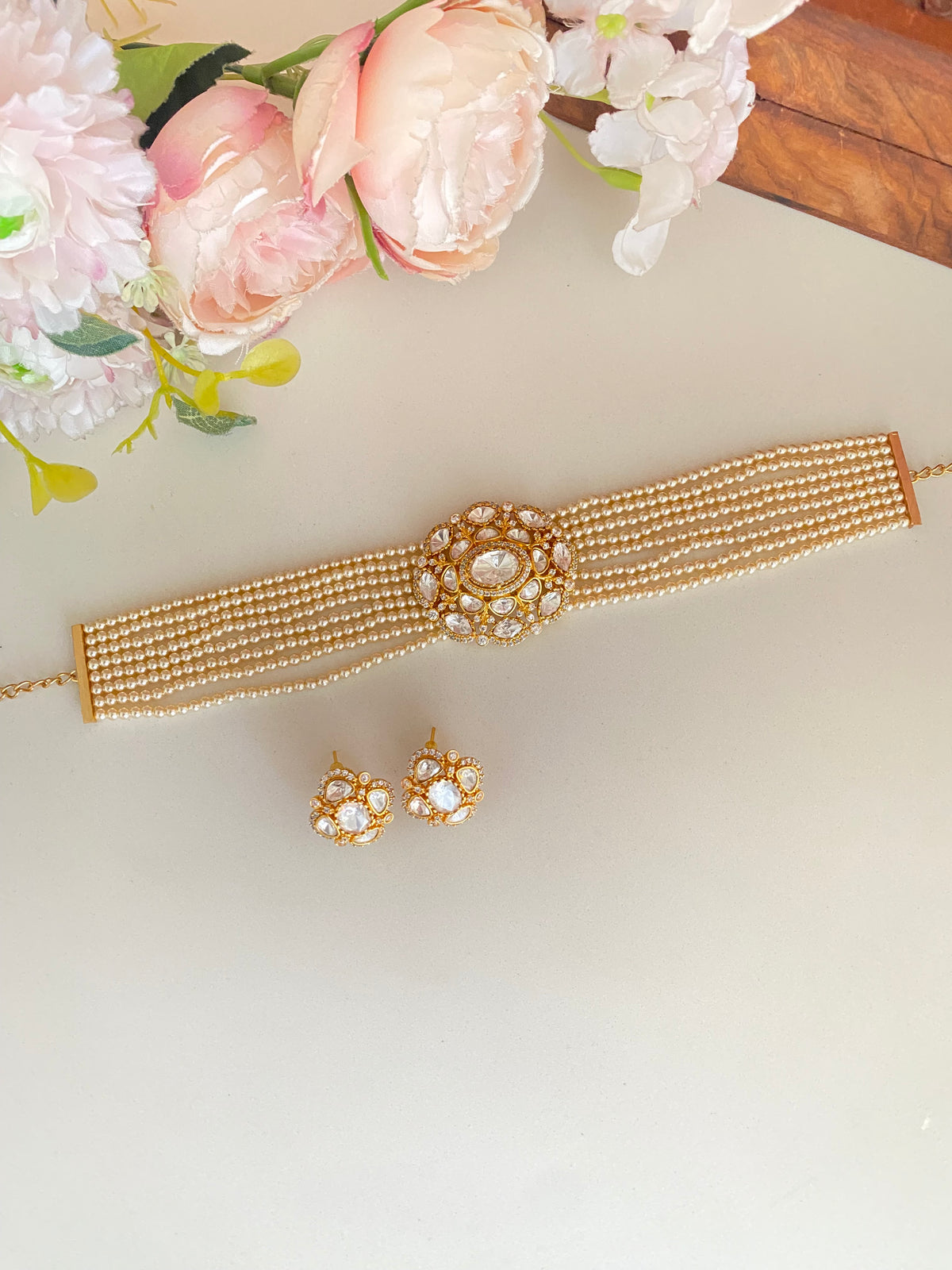 Gold plated Moissanite Choker set